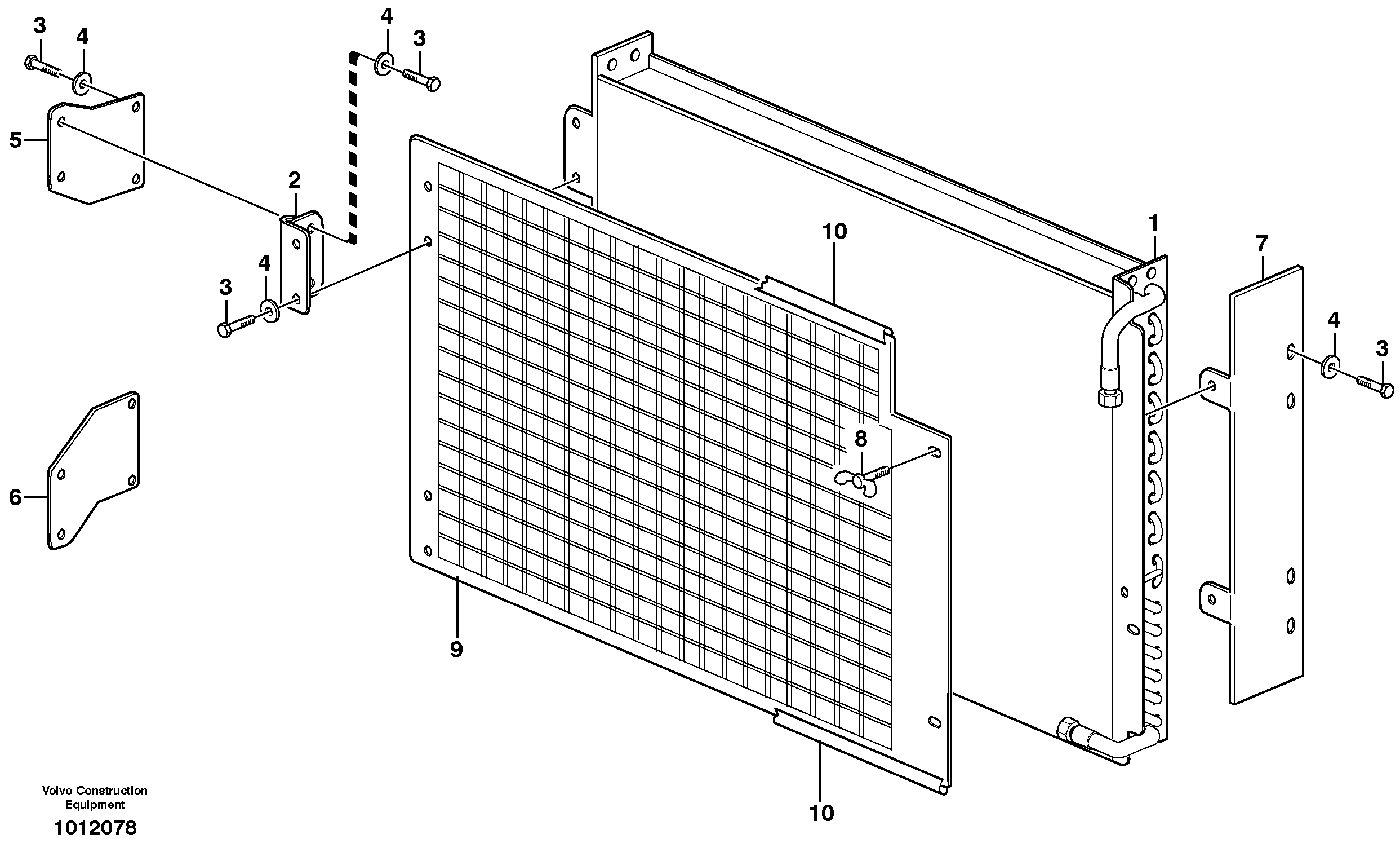 Condenser for cooling agent R134a with fitting parts.  14312035 — volvo parts diagram