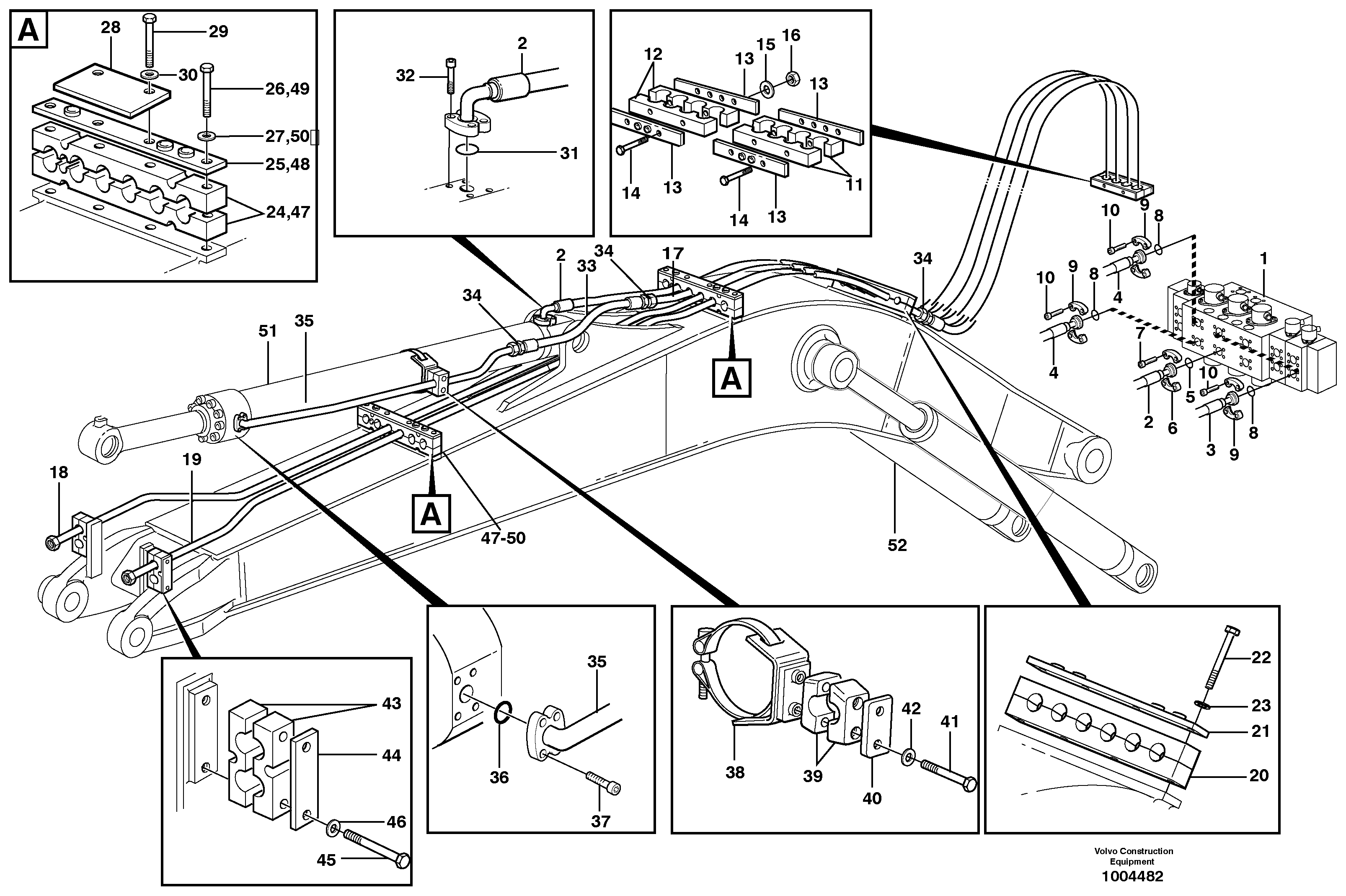 Hydraulic system, mono boom  14313024 — volvo parts diagram
