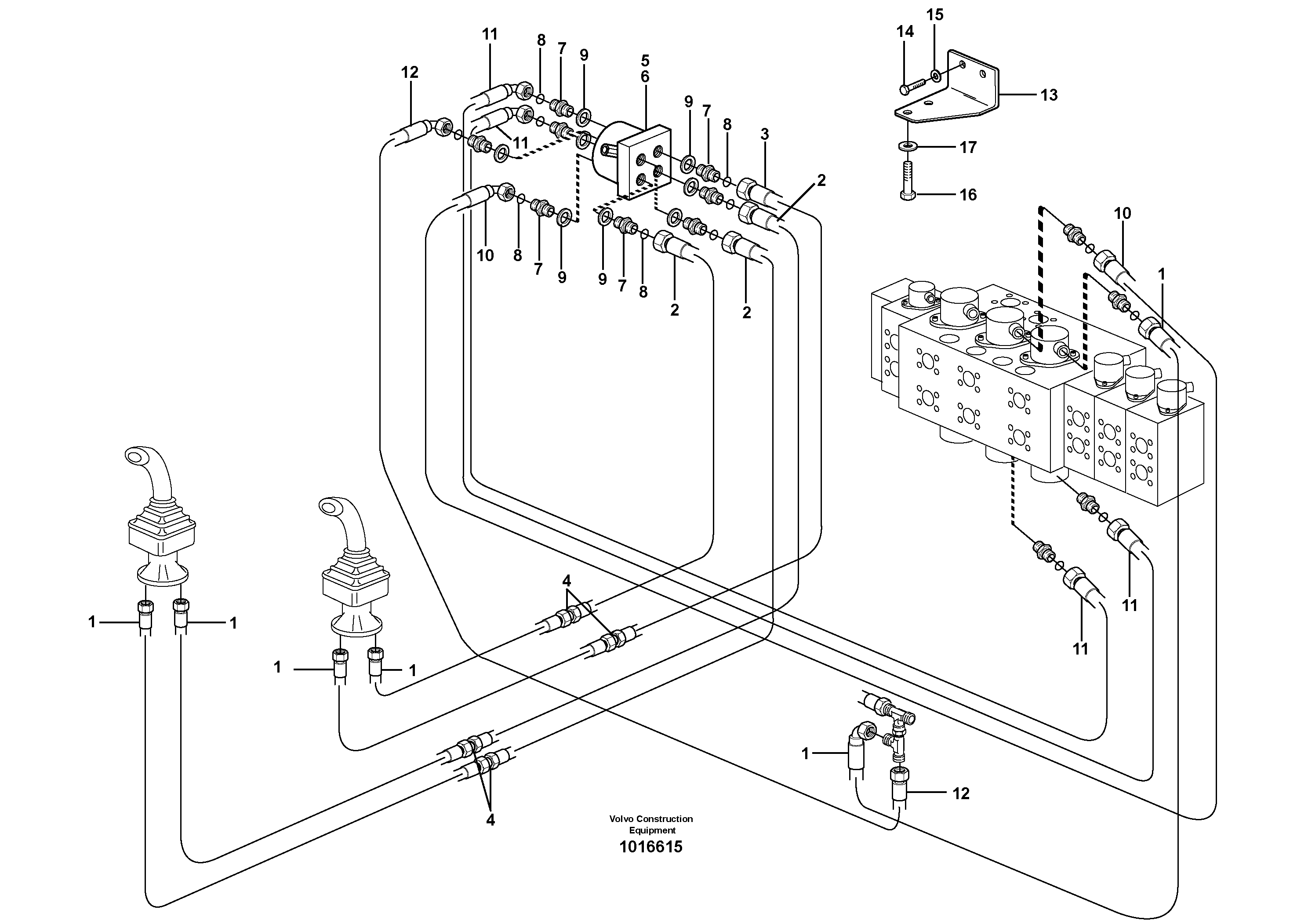 Servo hydraulics, boom, dipper arm  14313134, ONLY USA — volvo parts diagram