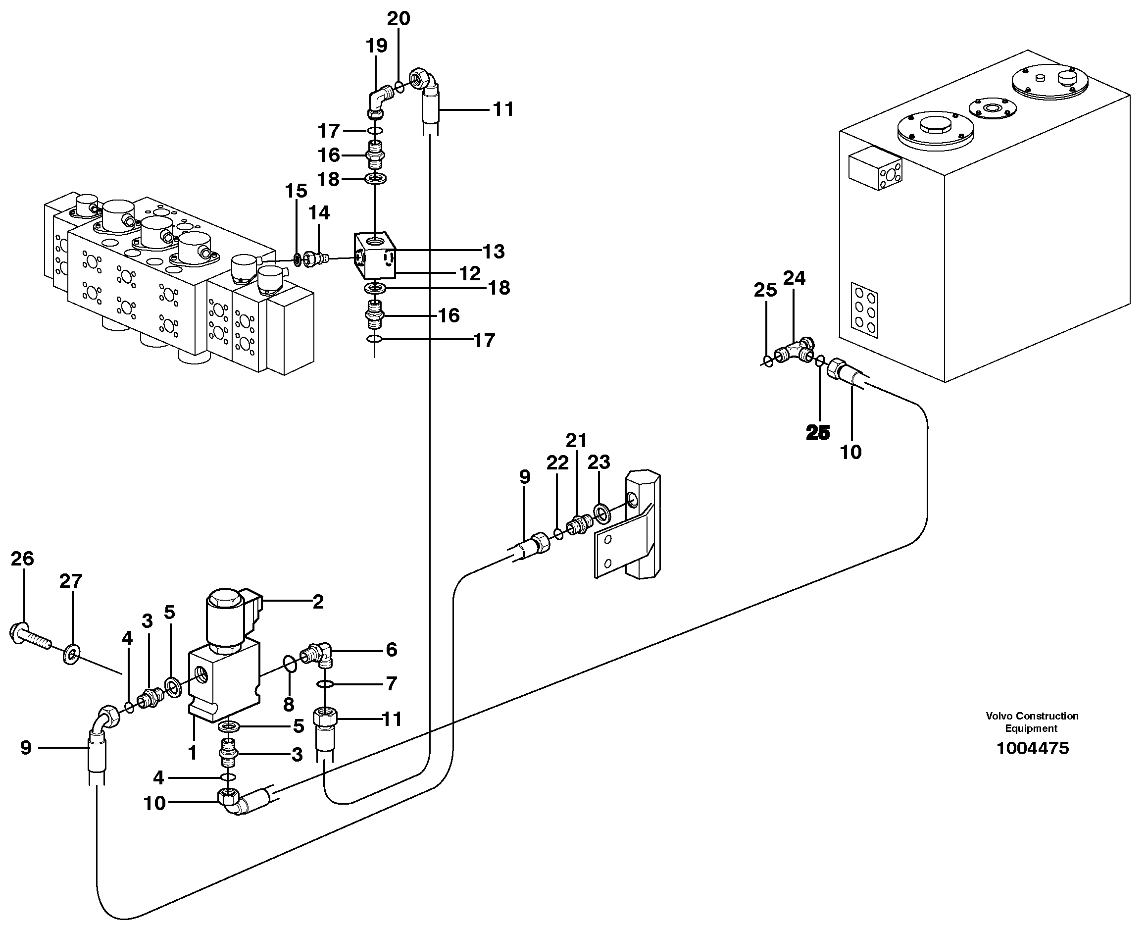 Hammer control, operating valve  14313022 — volvo parts diagram
