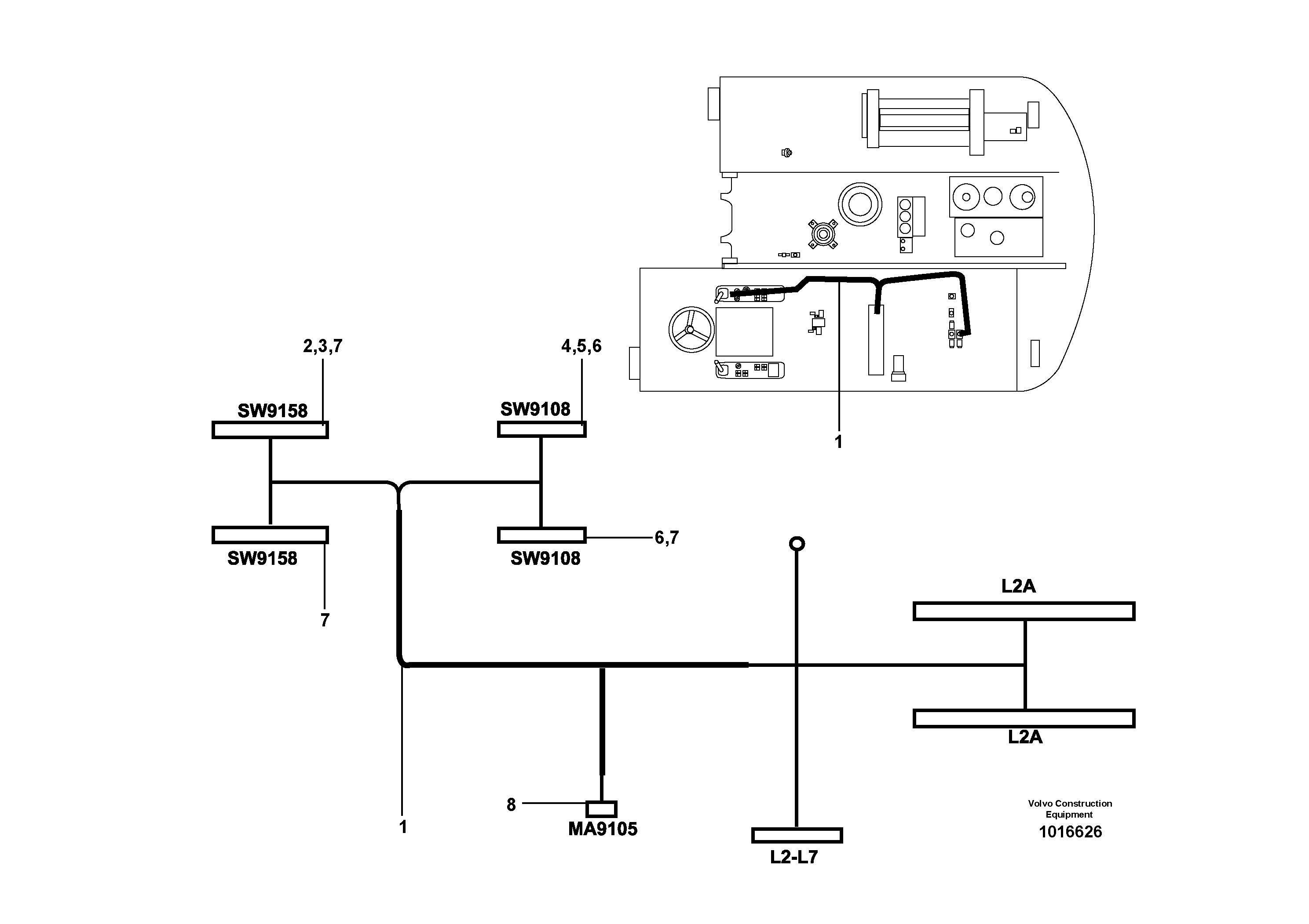 Cable harness, 2s/w, X1  ONLY USA — volvo parts diagram