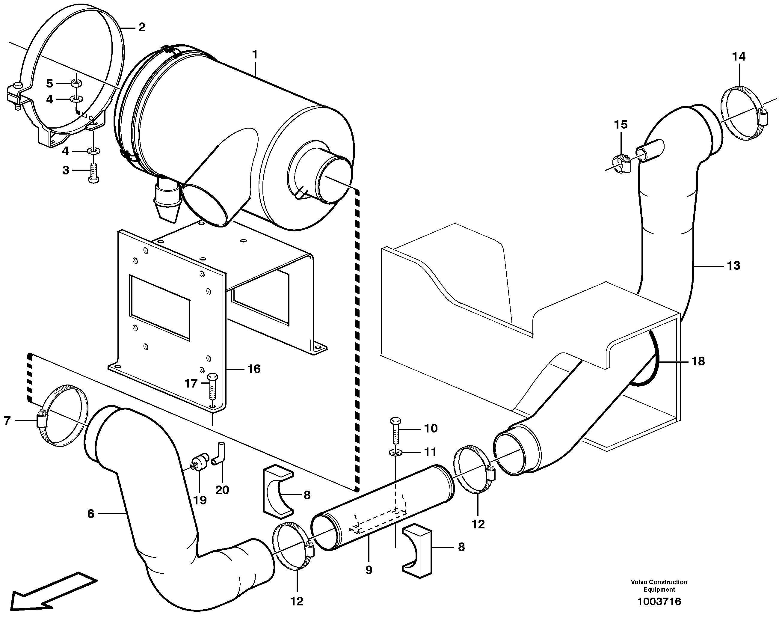 Air filter with fitting parts — volvo parts diagram