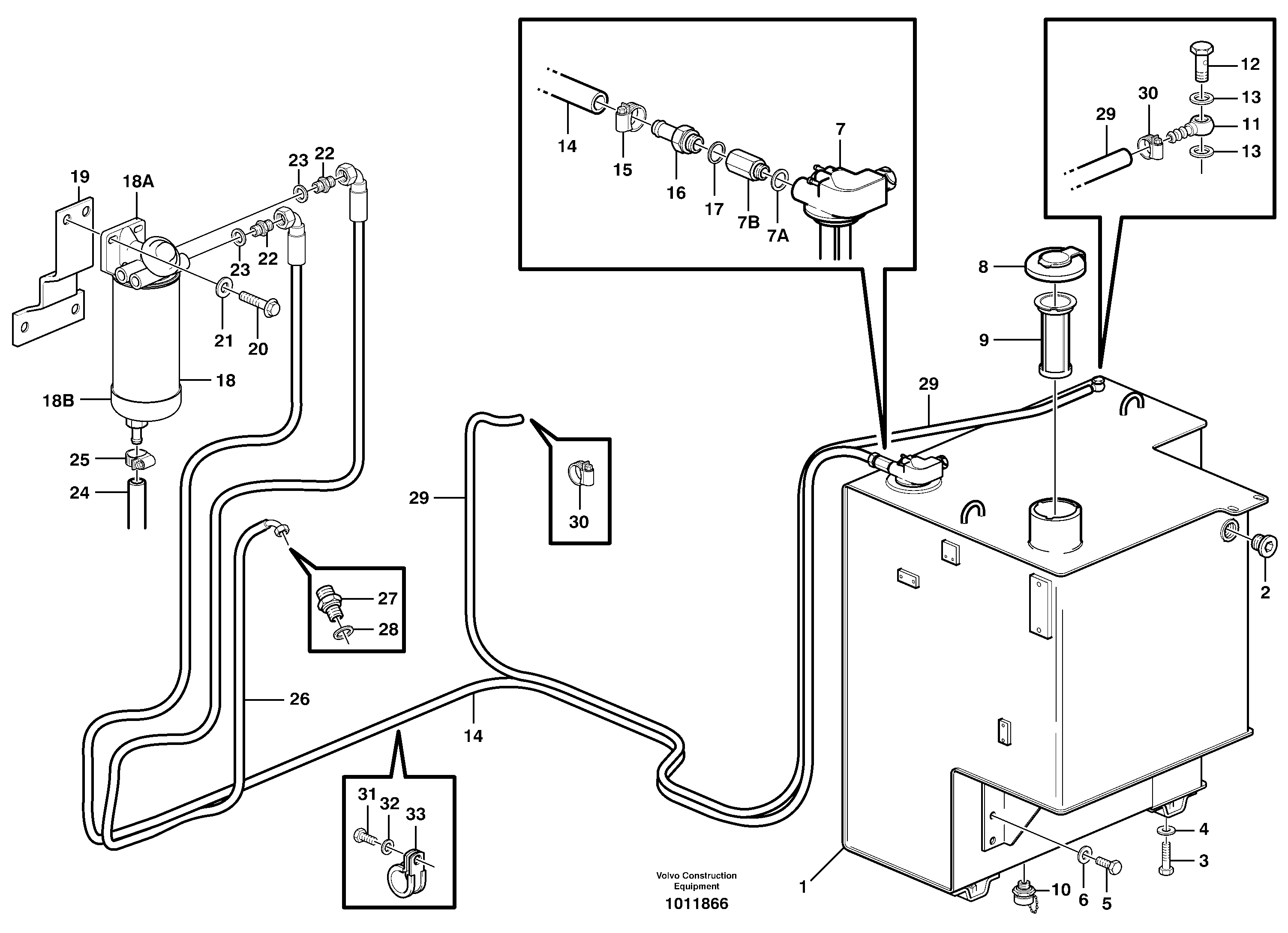 Fuel tank, fuel pipes — volvo parts diagram