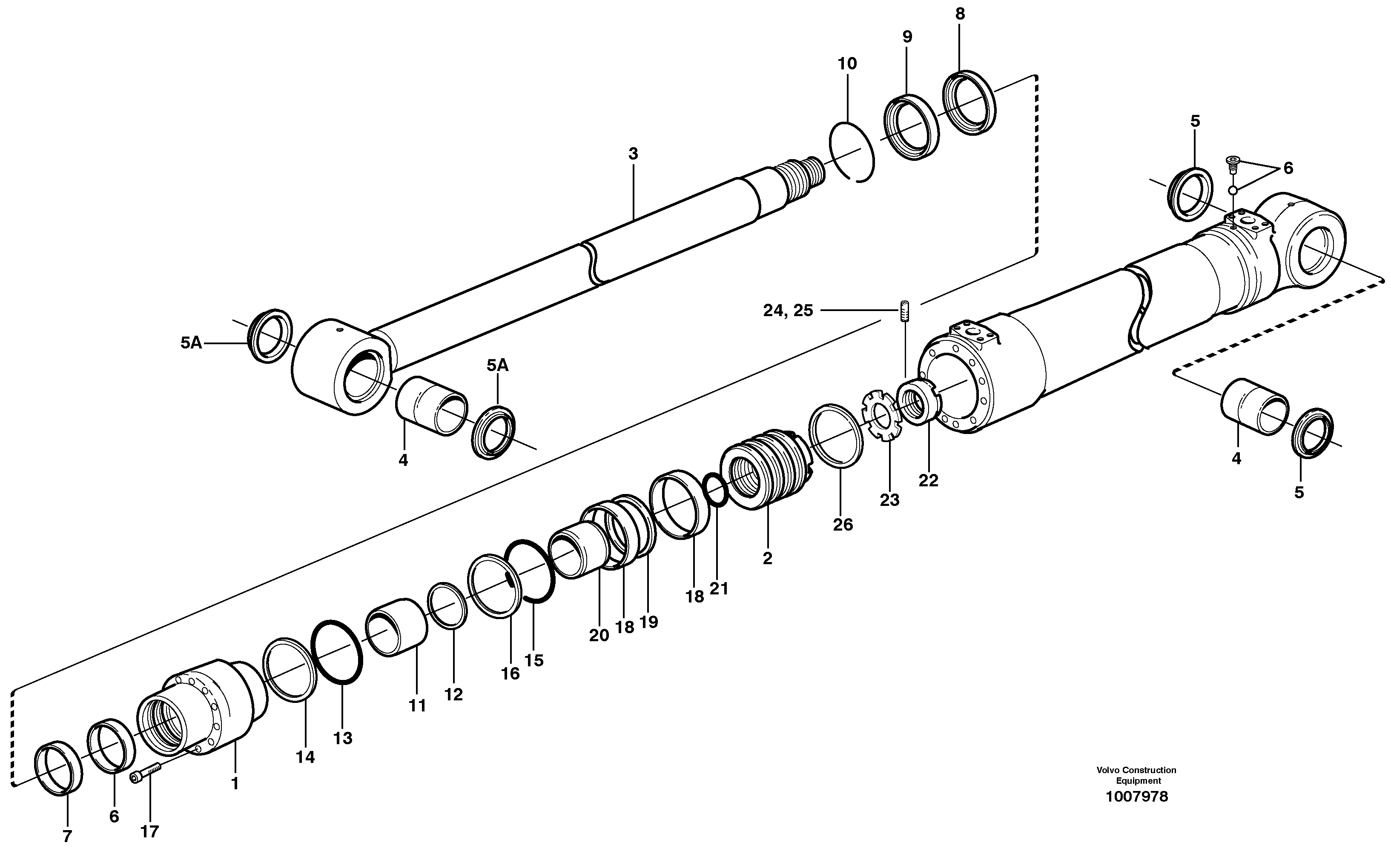 Boom cylinder  14313024, 14313025, 14313102, 14313103 — volvo parts diagram