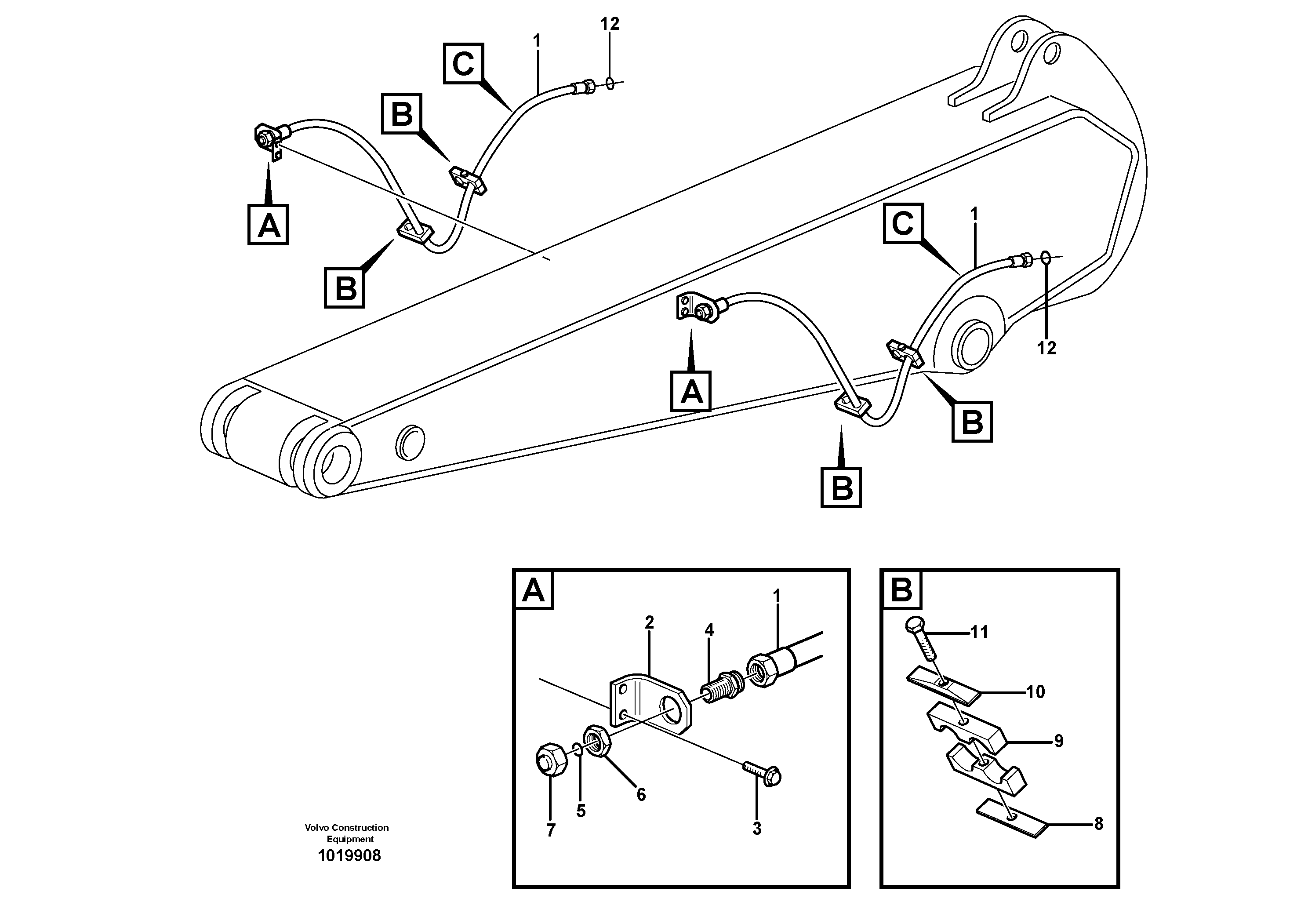 Hydr. equipm. on dipper arm, X1  14313010, 14314026, 14313011, 14314027 — volvo parts diagram