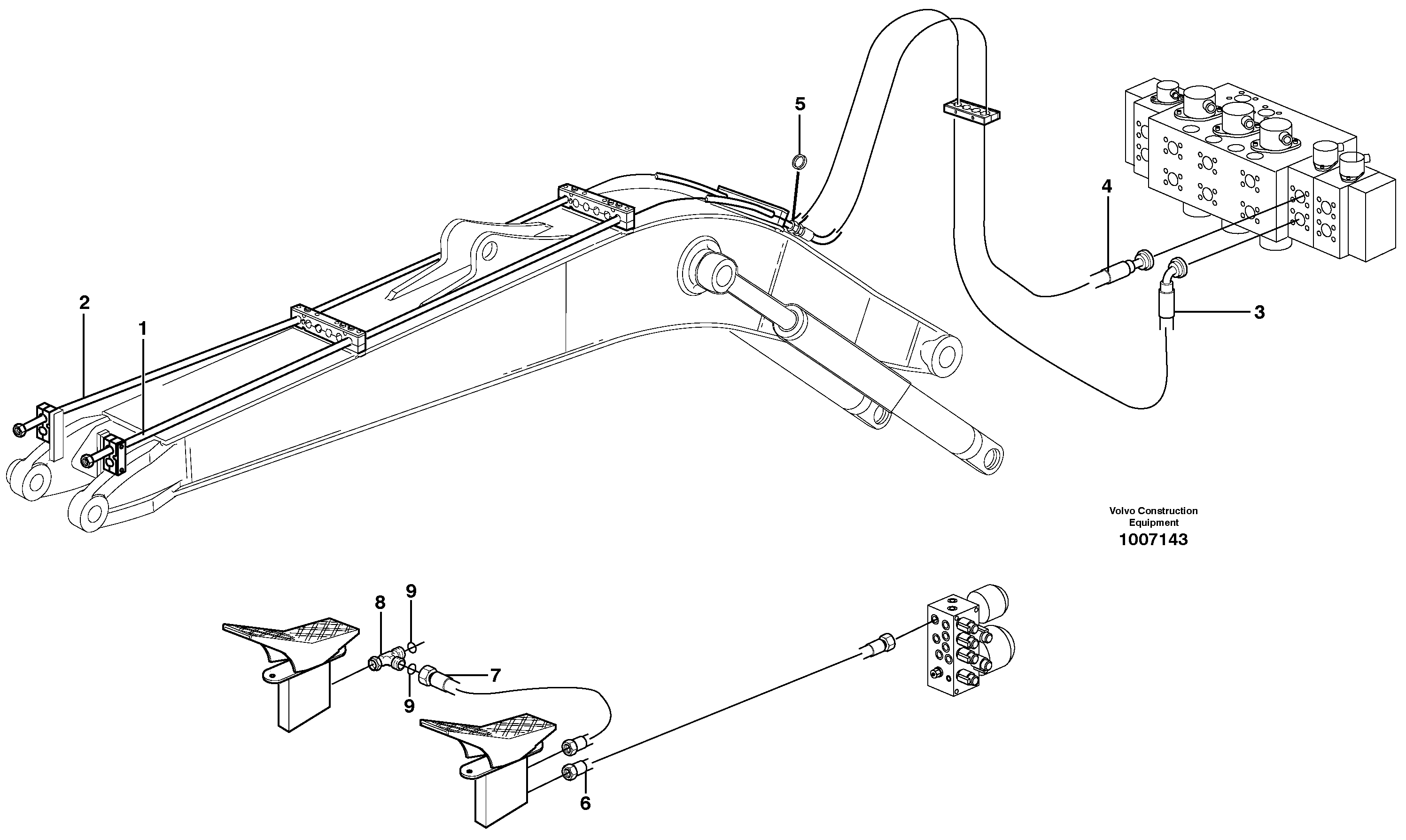 Hydr. equipm. on mono boom, X1  14313008 — volvo parts diagram