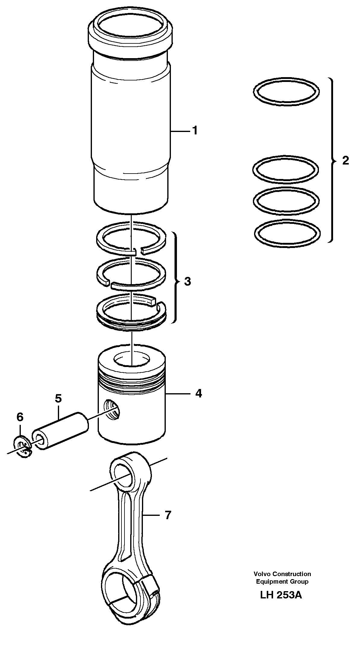 Cylinder liner and piston — volvo parts diagram