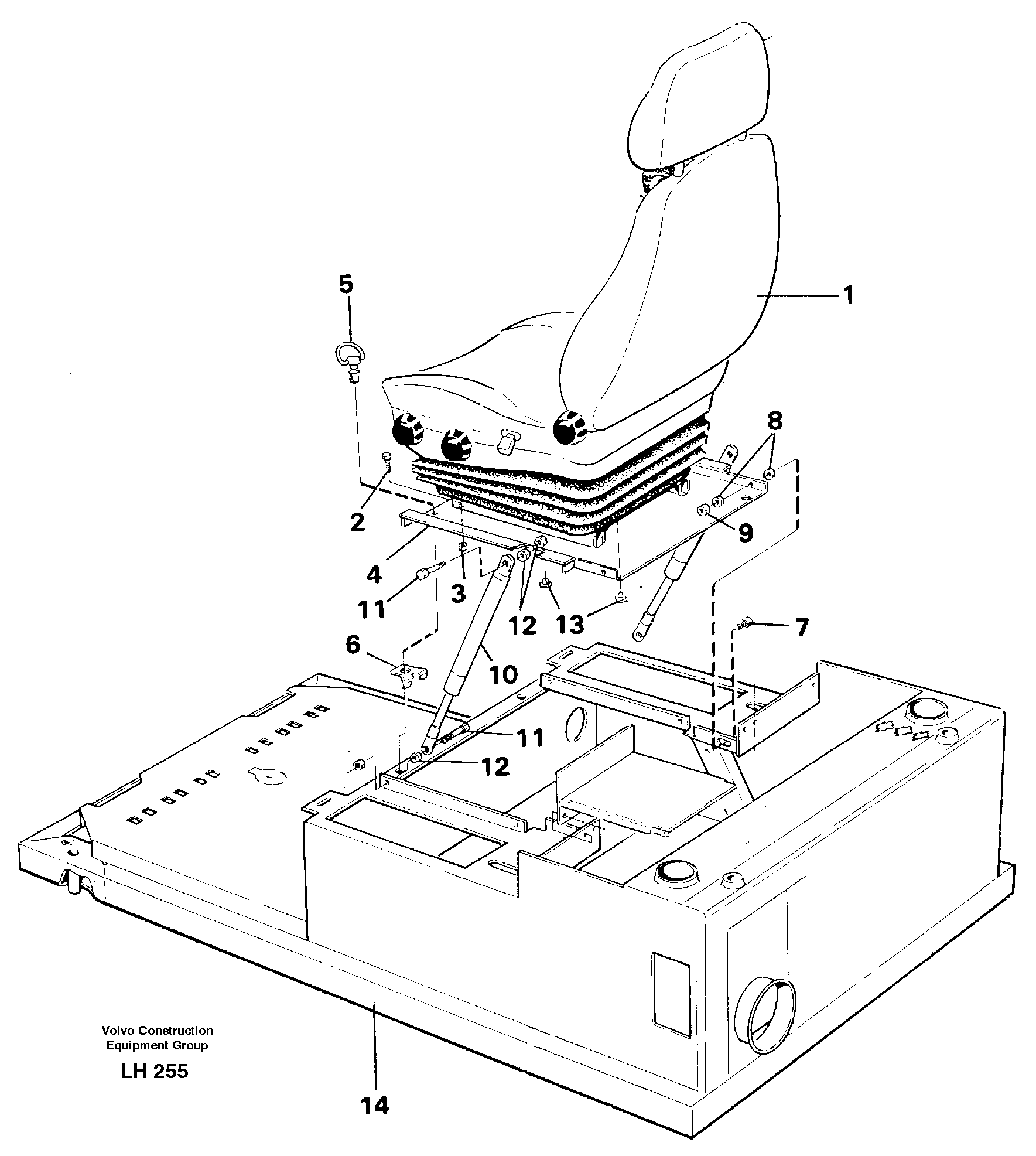 Drivers seat with fitting part — volvo parts diagram