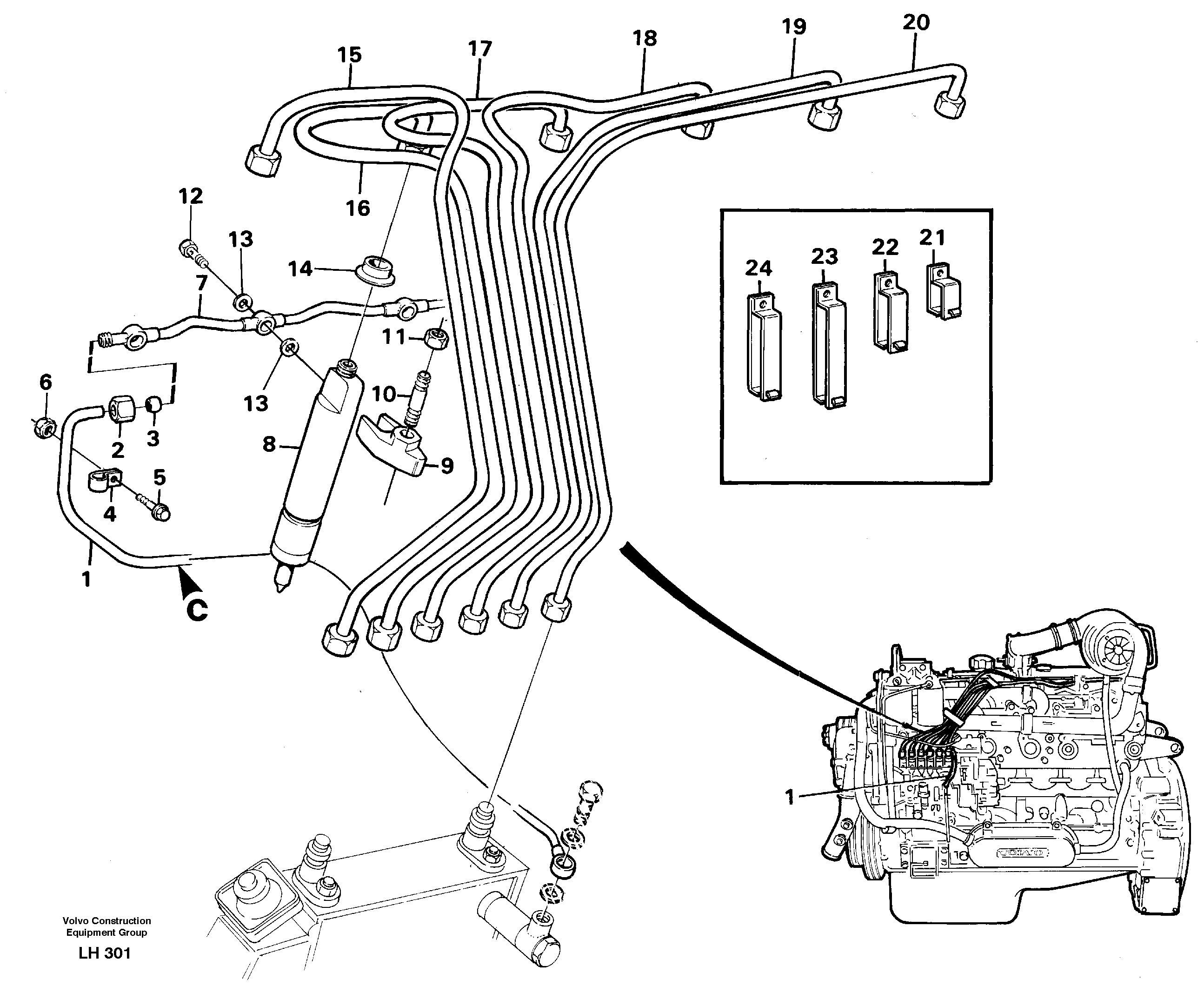 Fuel lines, injectors — volvo parts diagram