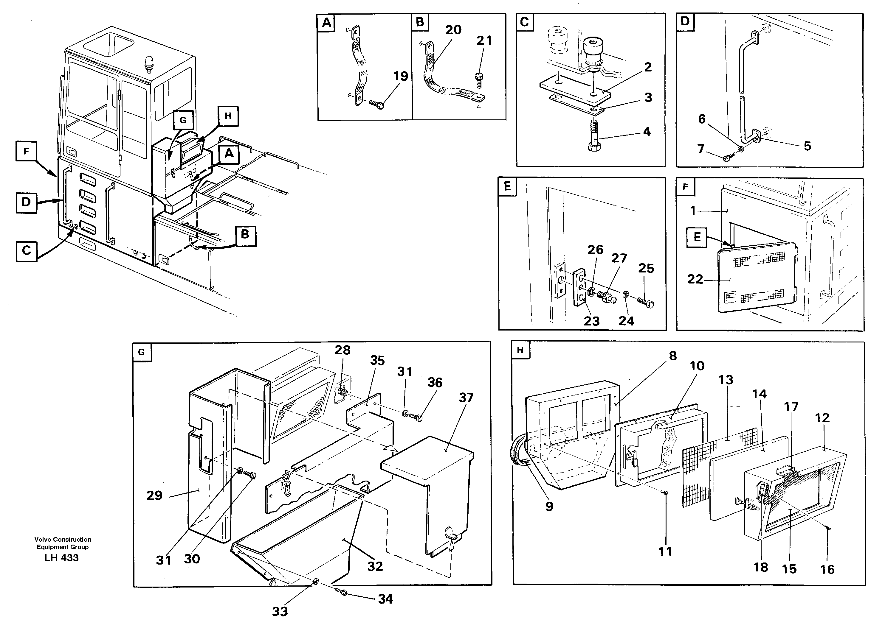 Cab elevation on superstructure, 1220 mm  14260584 — volvo parts diagram