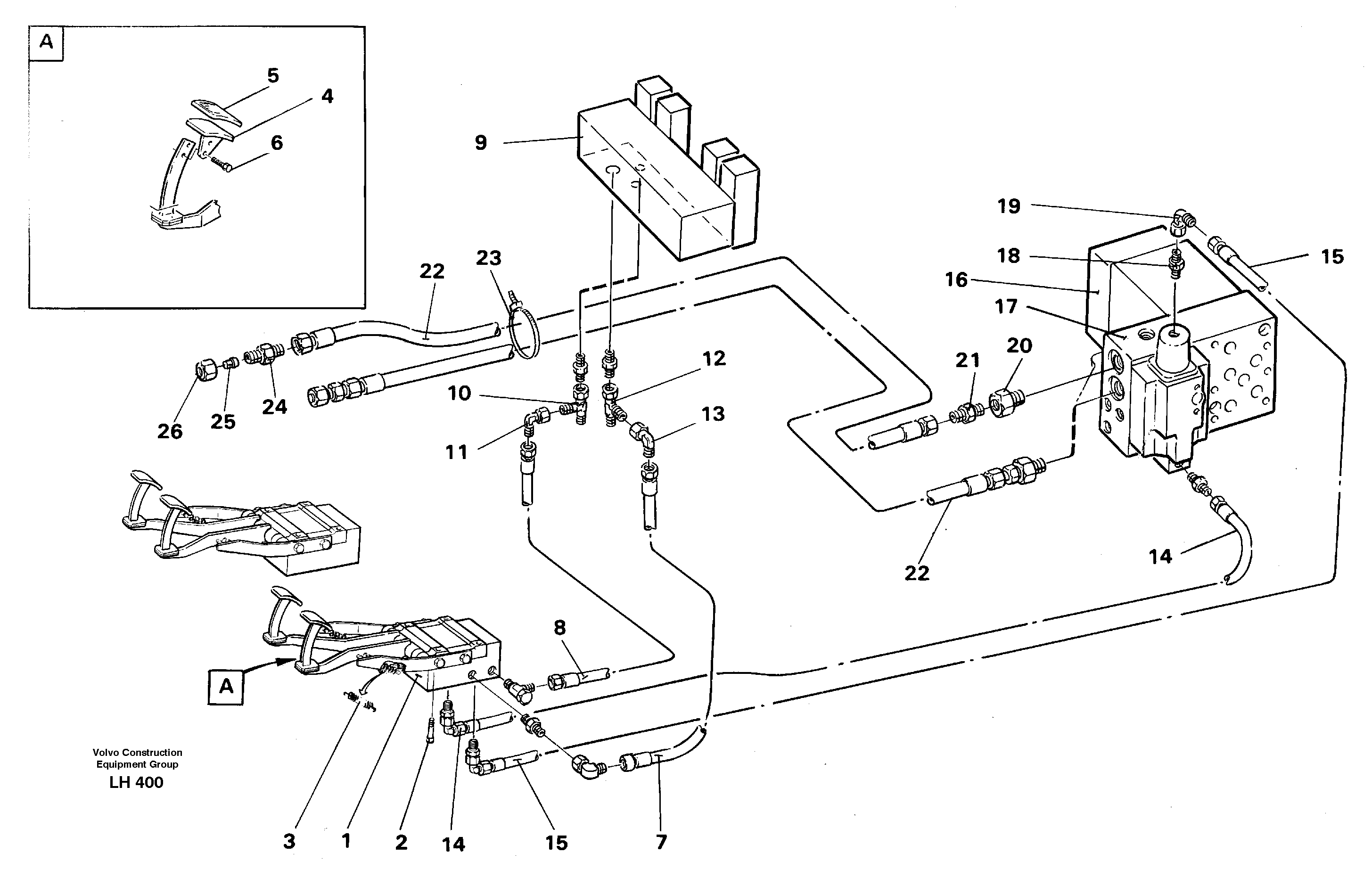 Slope bucket/rotating grab hydraulics in base machine  14246295 — volvo parts diagram