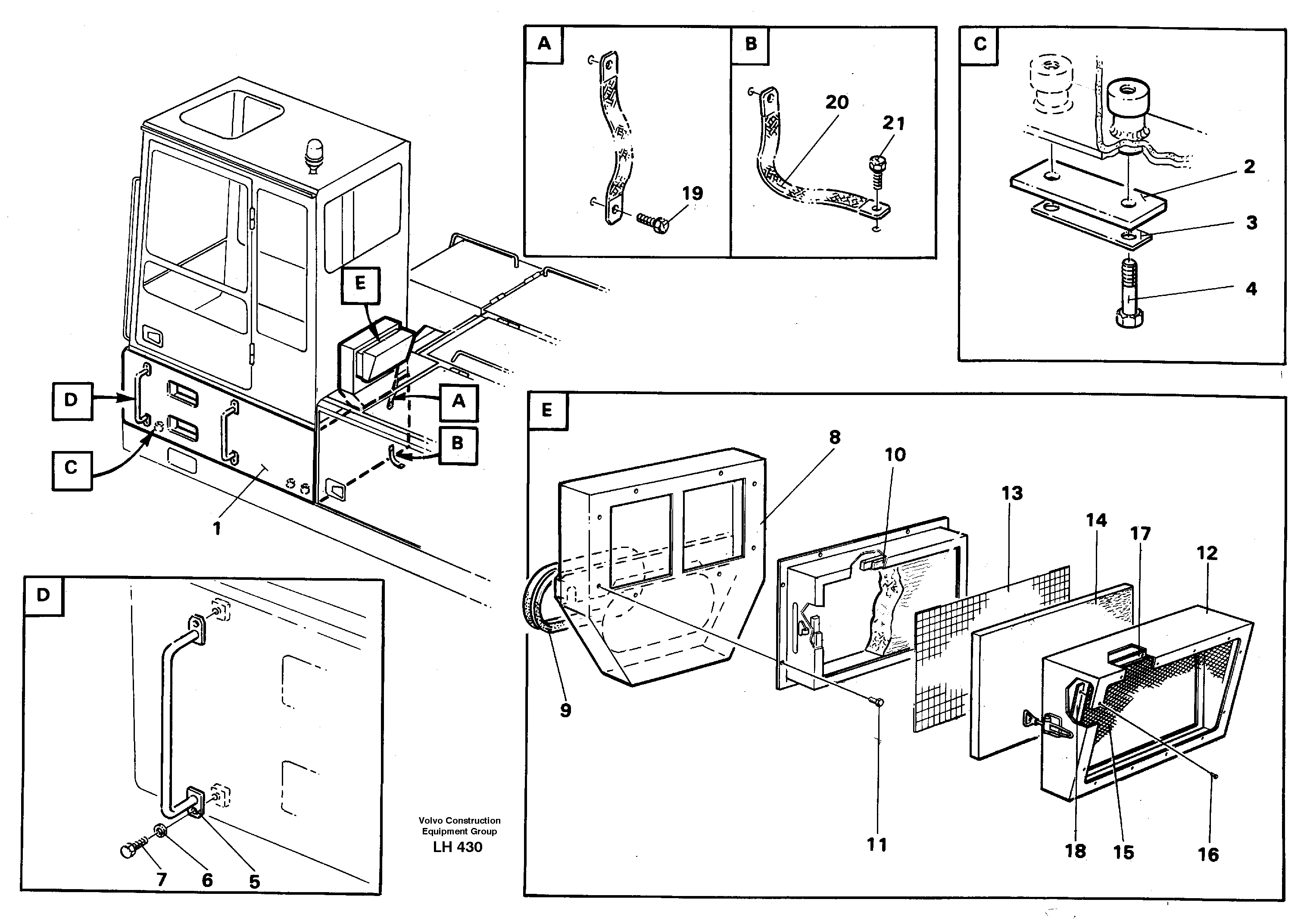 Cab elevation on superstructure, 600 mm  14260525 — volvo parts diagram