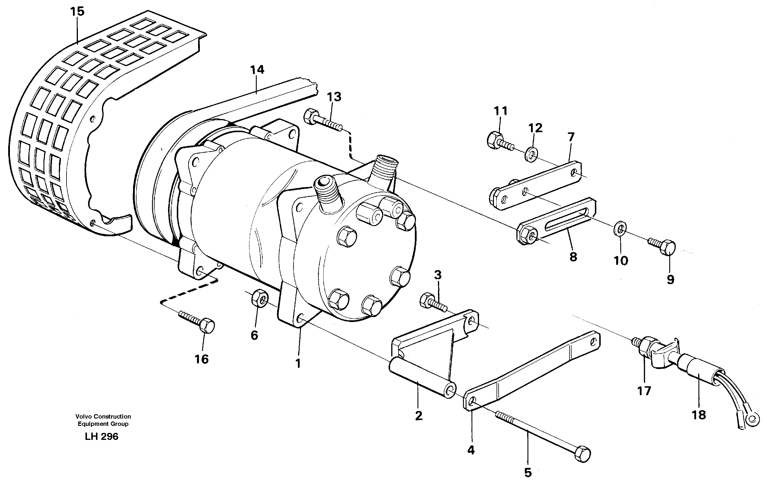 Compressor with fitting parts Cooling agent R12  SER NO -1492 + 1494 — volvo parts diagram