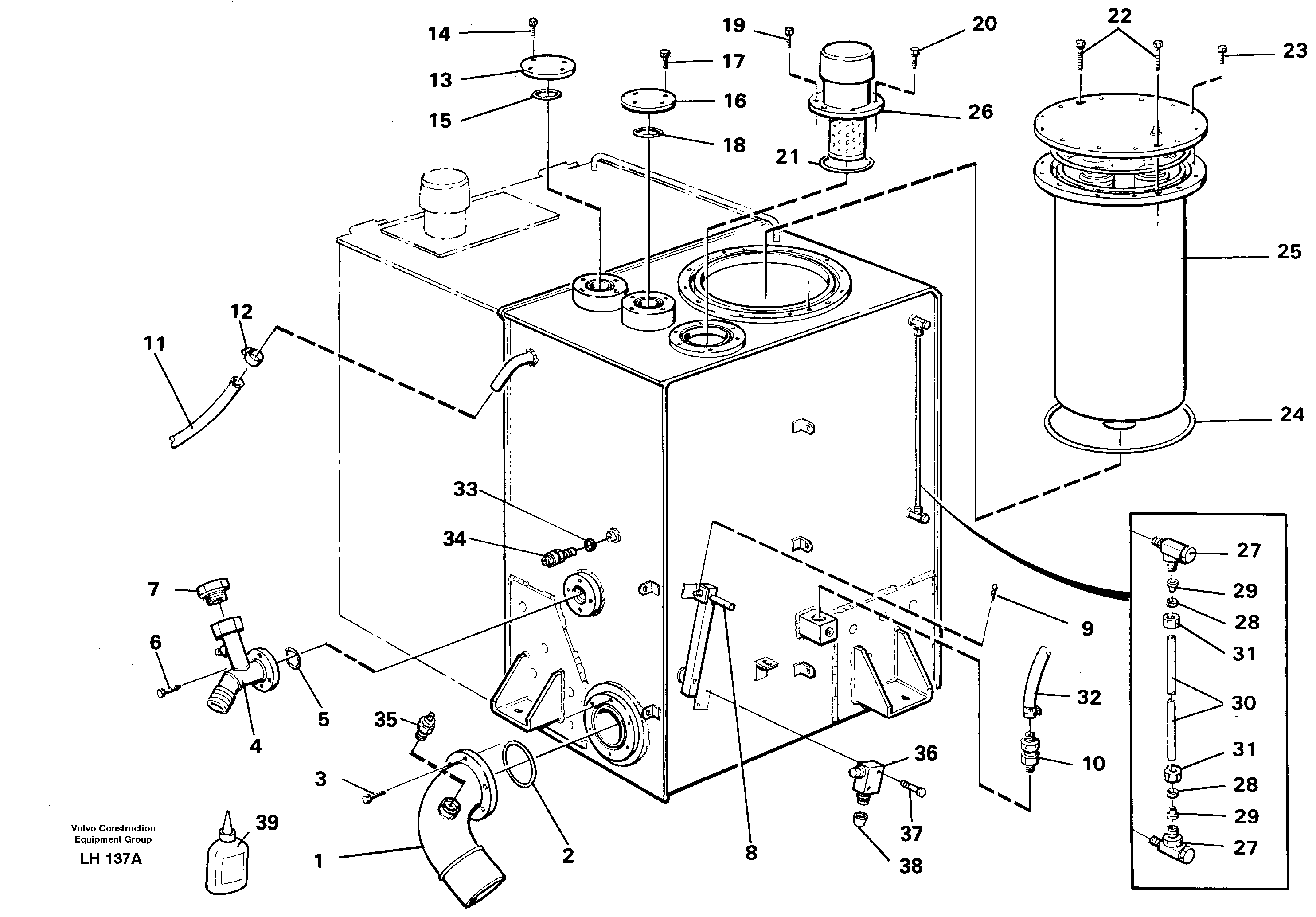 Hydraulic oil tank — volvo parts diagram