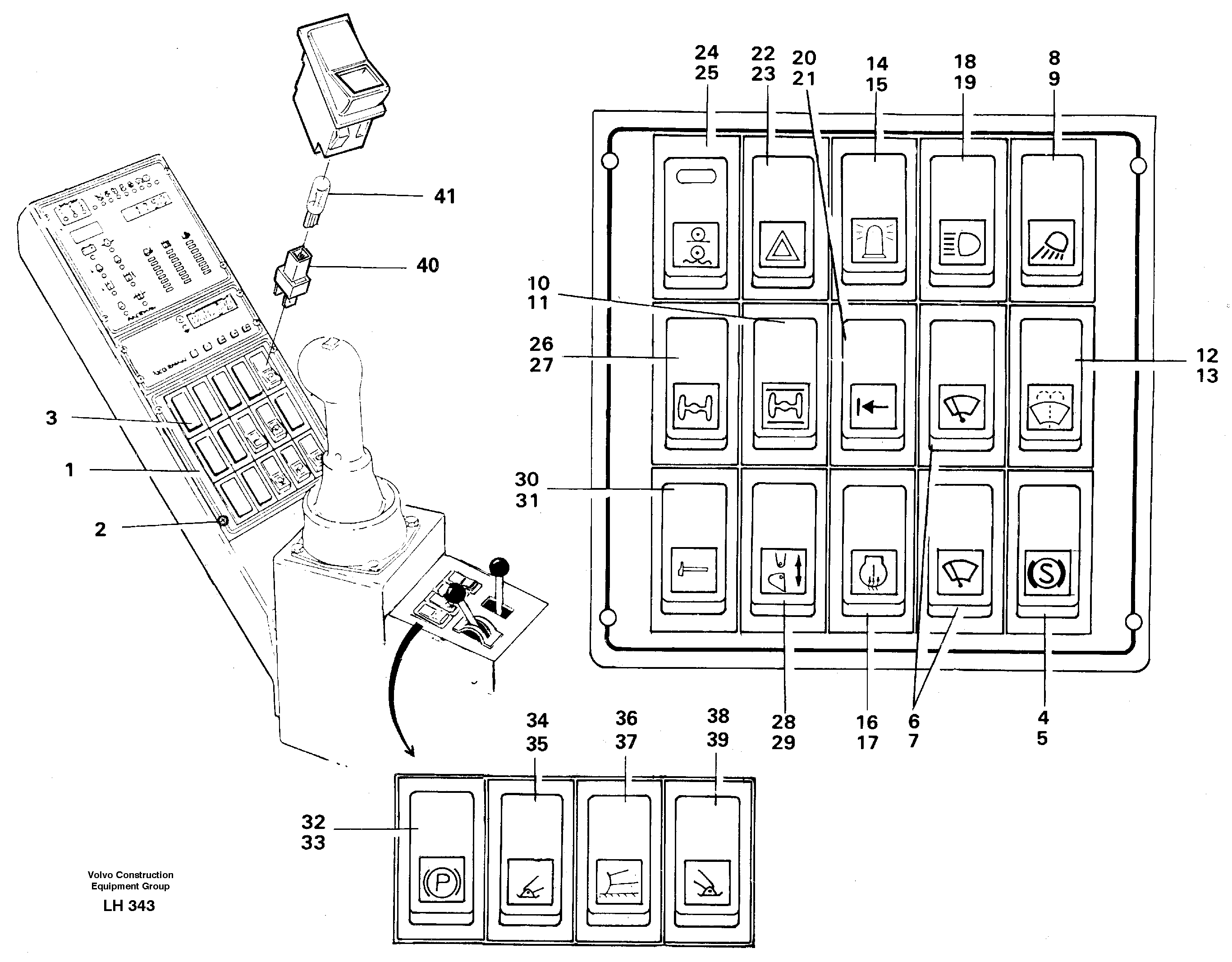 Toggle switch panel — volvo parts diagram