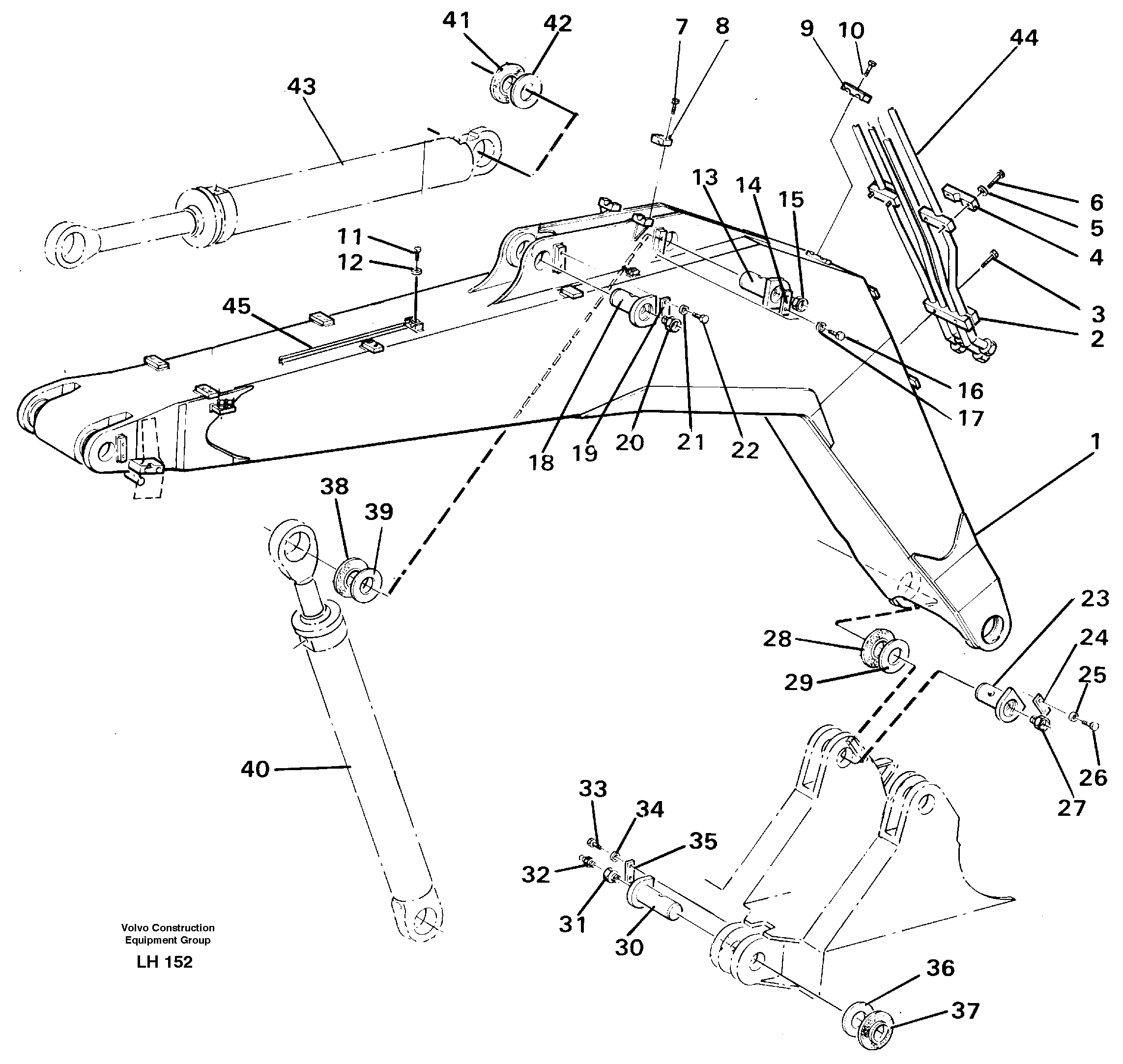 Backhoe boom 5.20m  14260953 — volvo parts diagram
