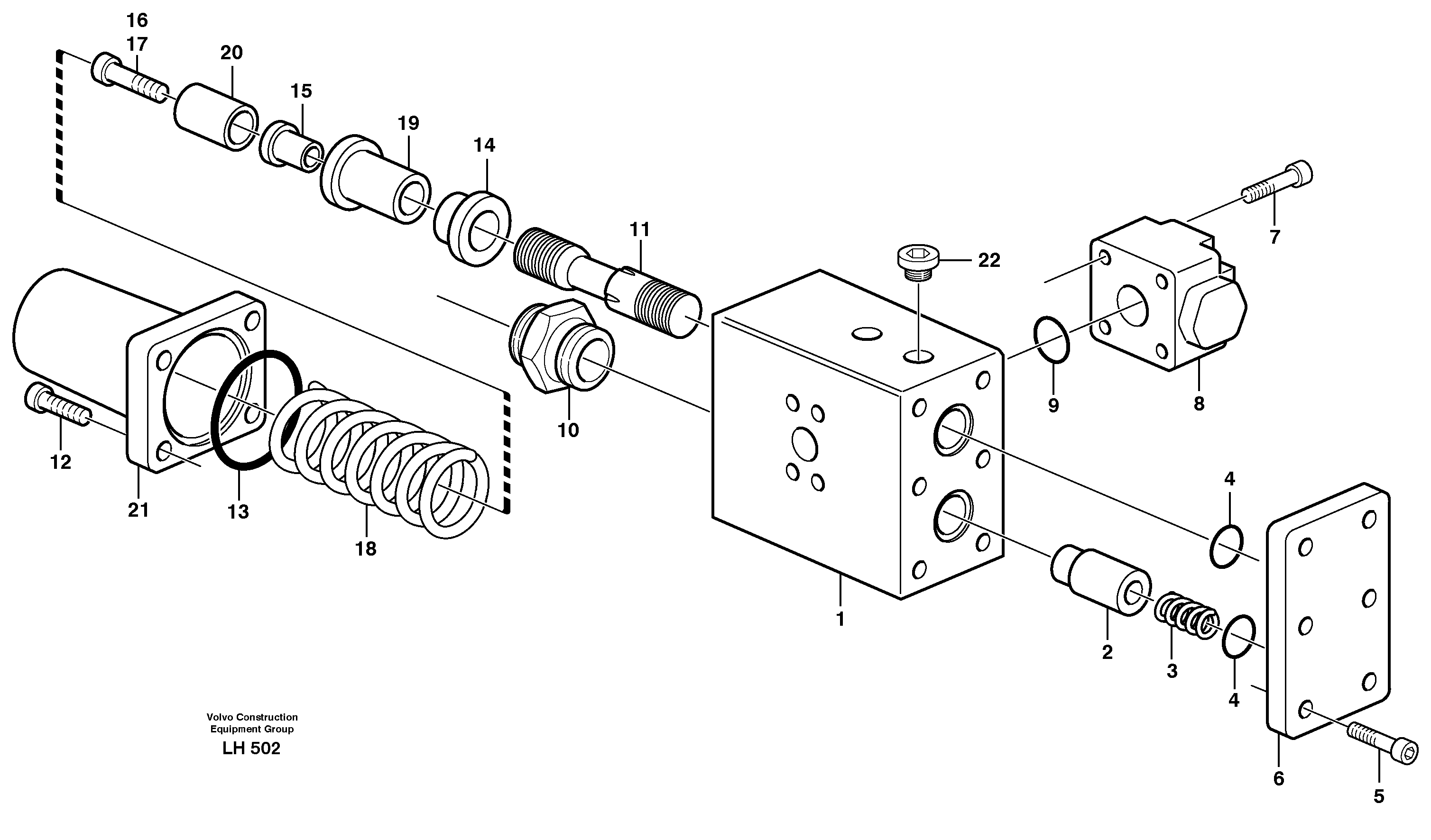 Hose rupture valve,dipperarm cylind.mtrl.handl.eq  14247490,14266898 — volvo parts diagram