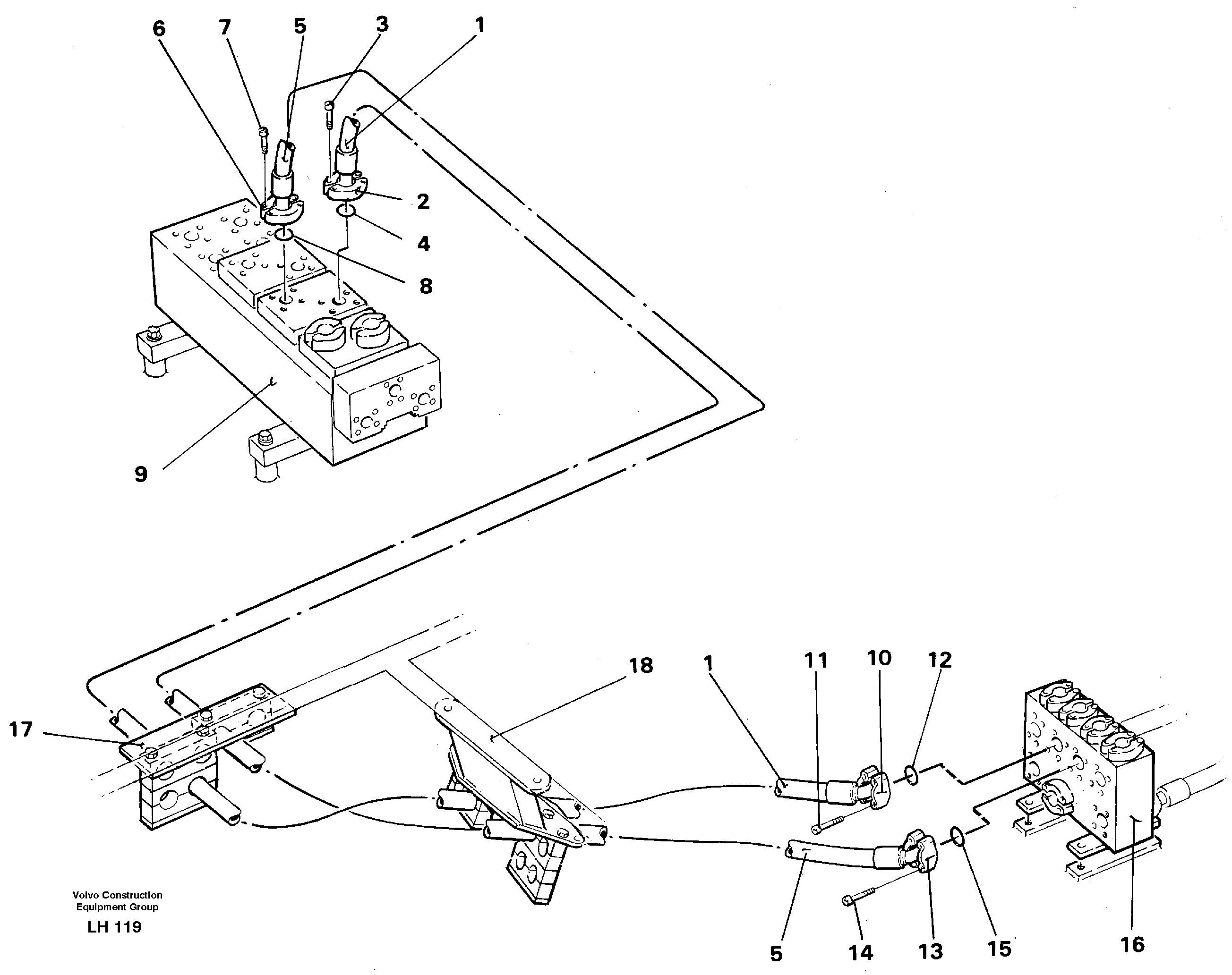 Hydraulic system, dipperarm — volvo parts diagram