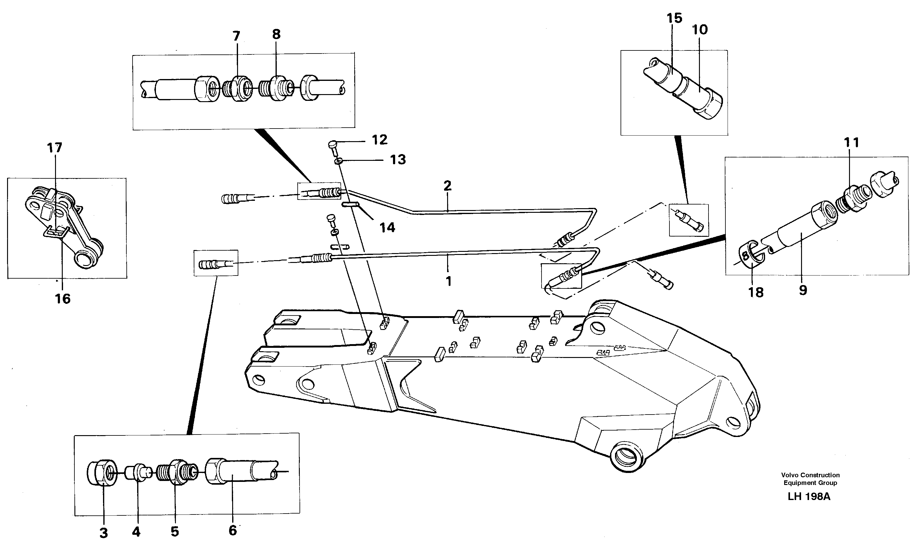 Hydr. quick fit equipm. on short dipper arm, 2.25m  14263409 — volvo parts diagram