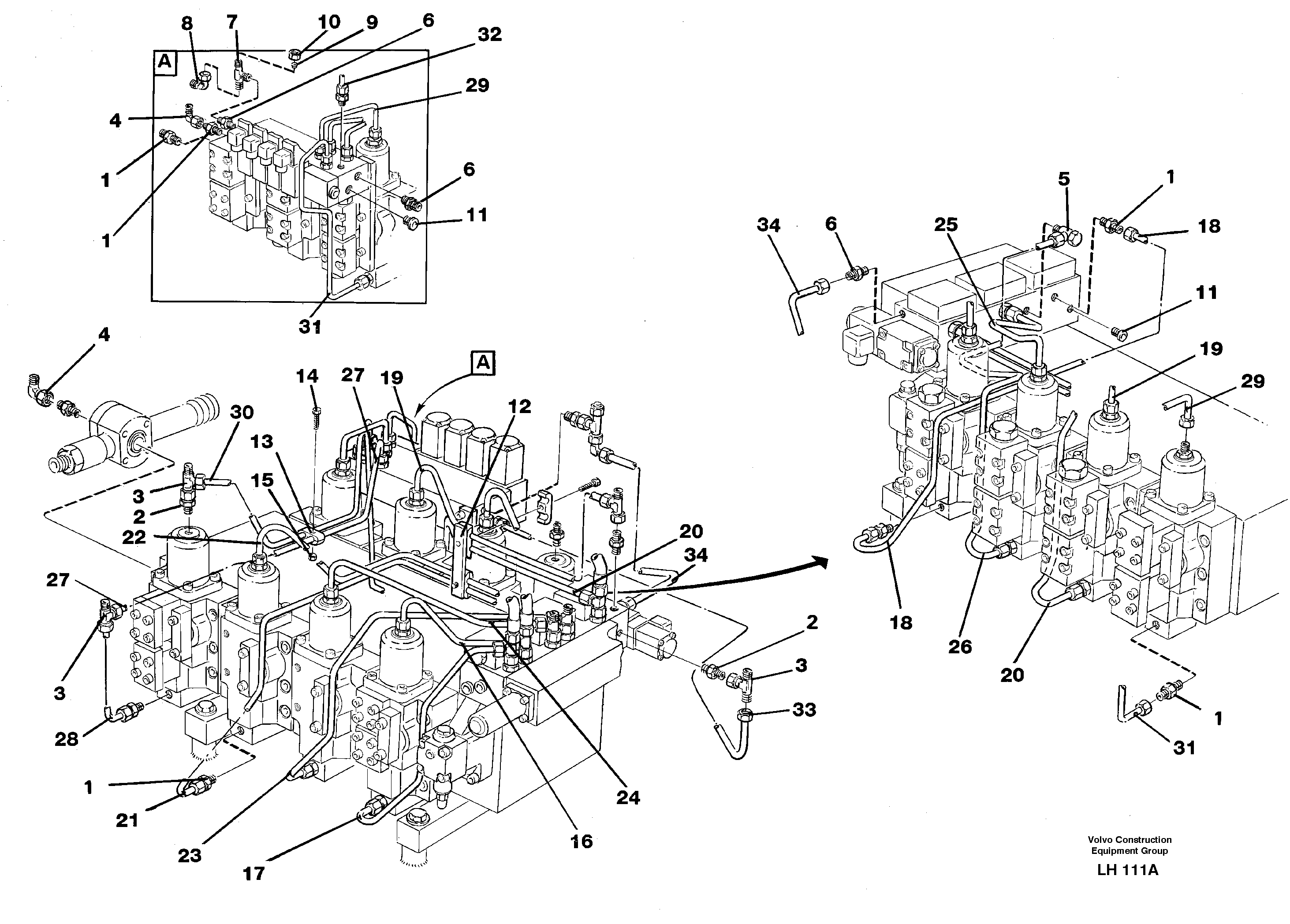 Main valve assembly, tubes connections — volvo parts diagram