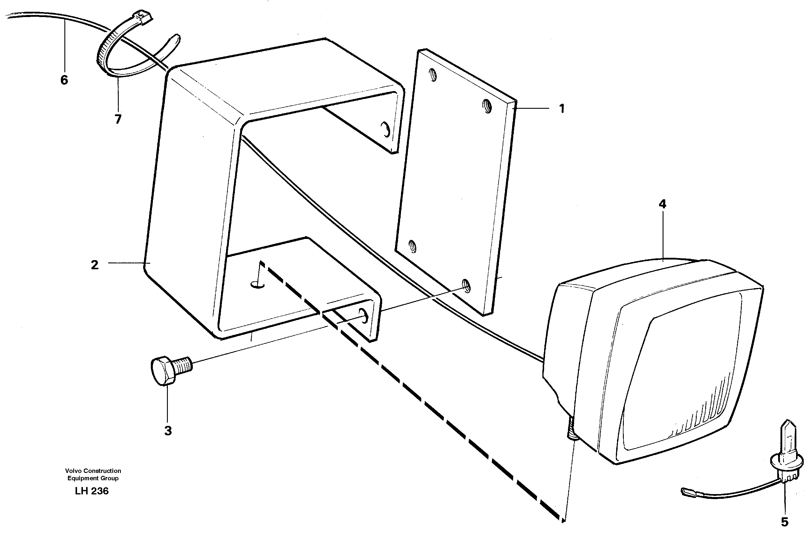 Working lamp on boom — volvo parts diagram