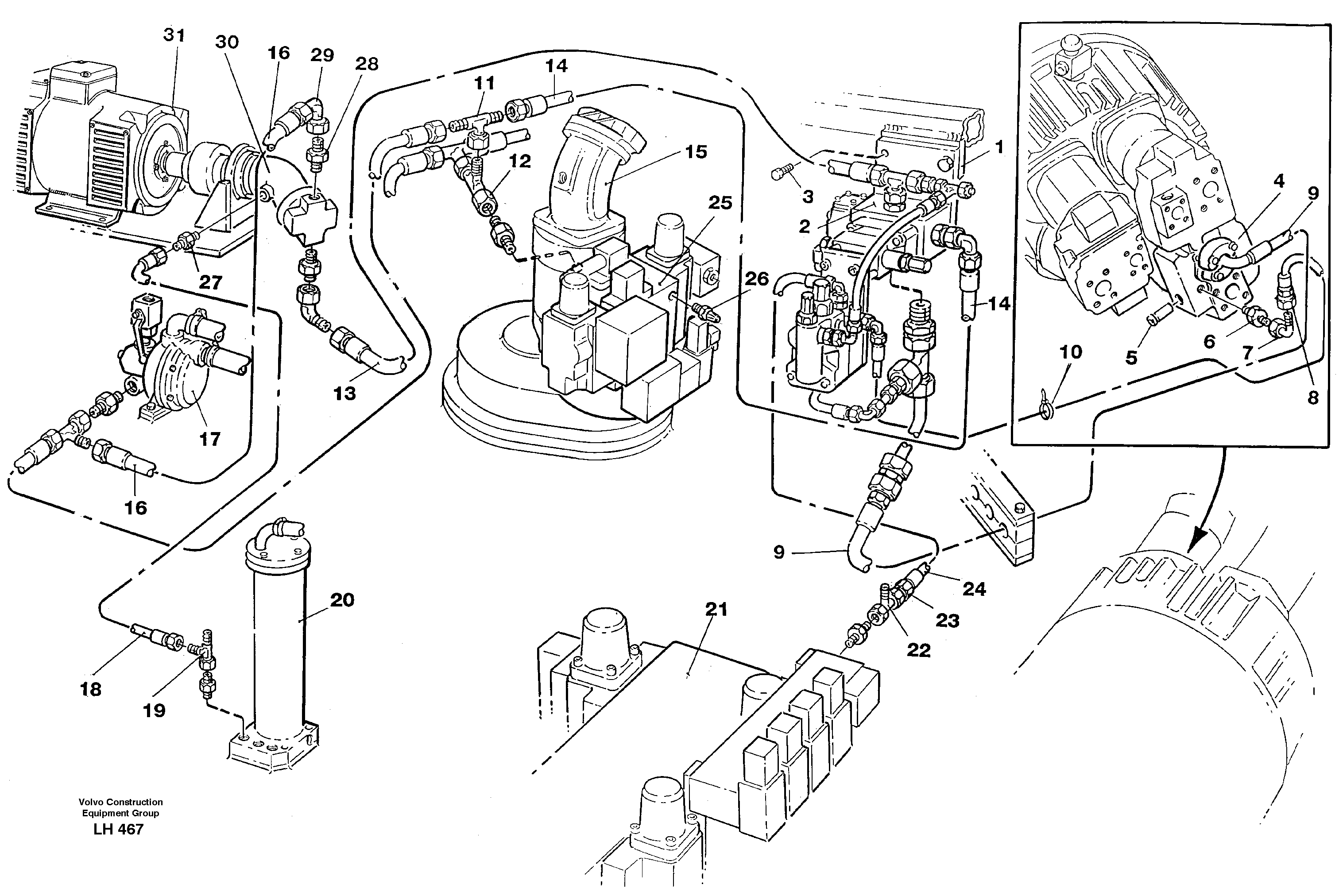 Magnet equipment Älmhult Hydraulic installation, 9 Kw alternator  14263149  SER NO 1490- — volvo parts diagram