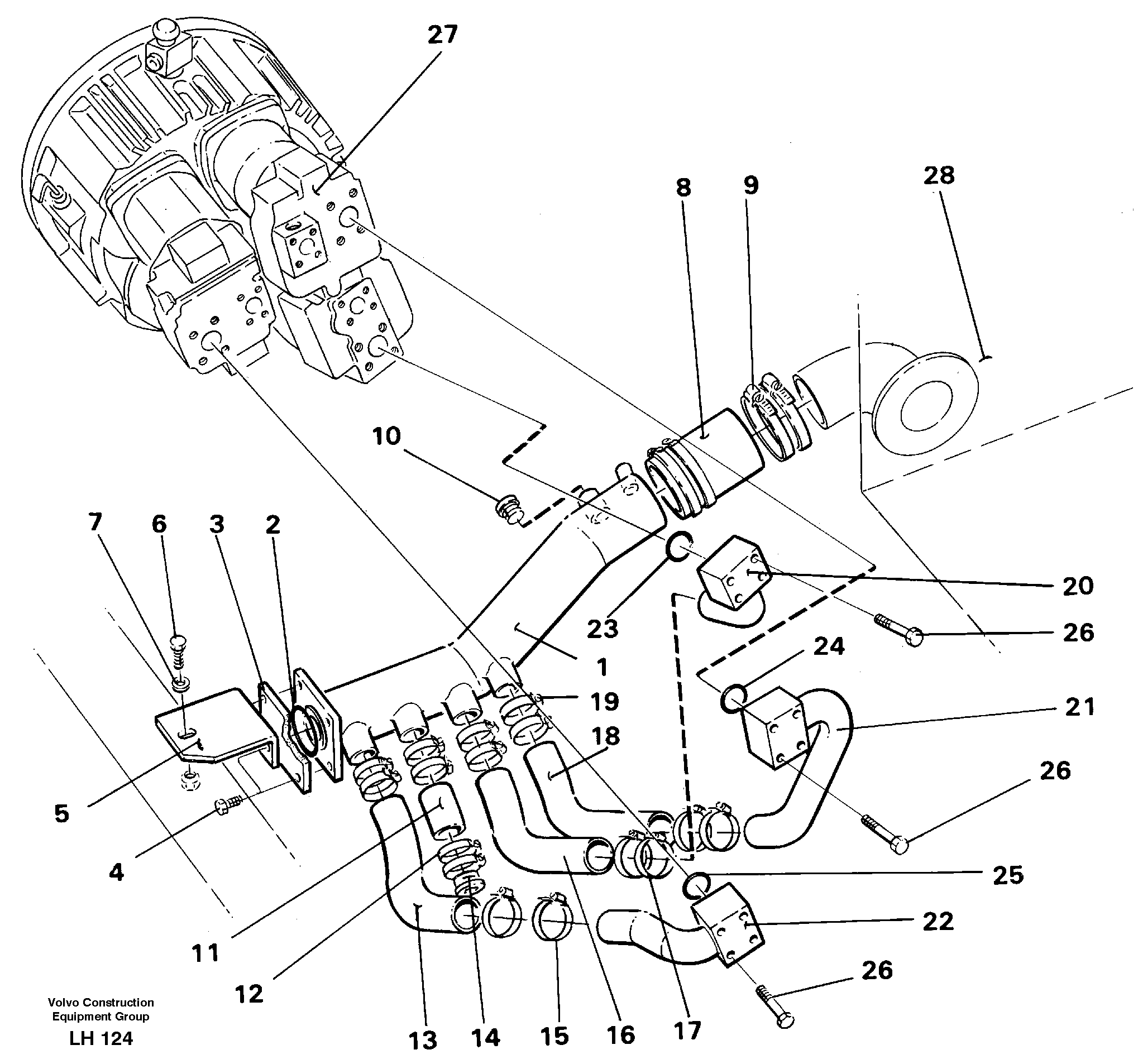 Hydraulic system suction lines — volvo parts diagram