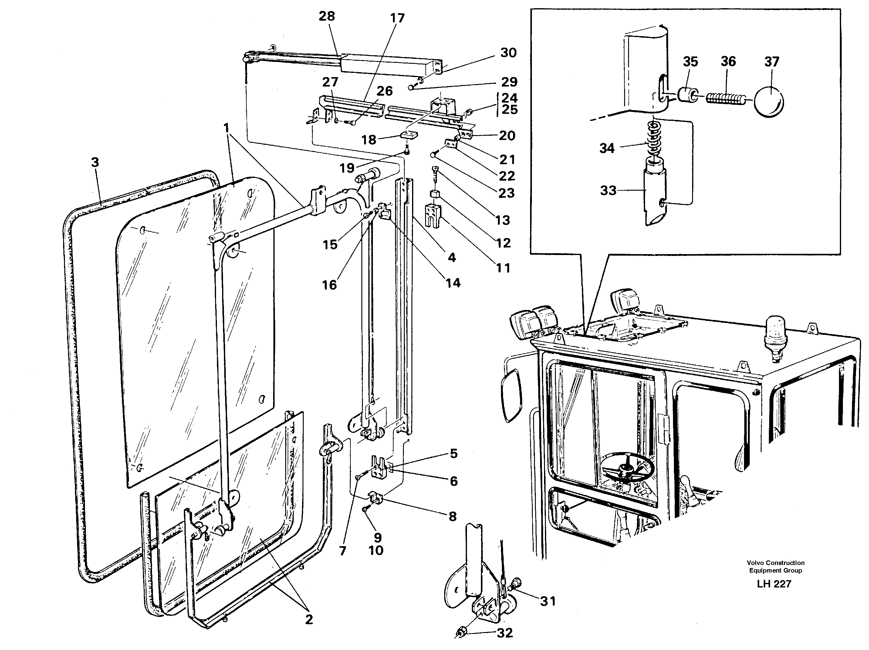 Front window Lifting device — volvo parts diagram