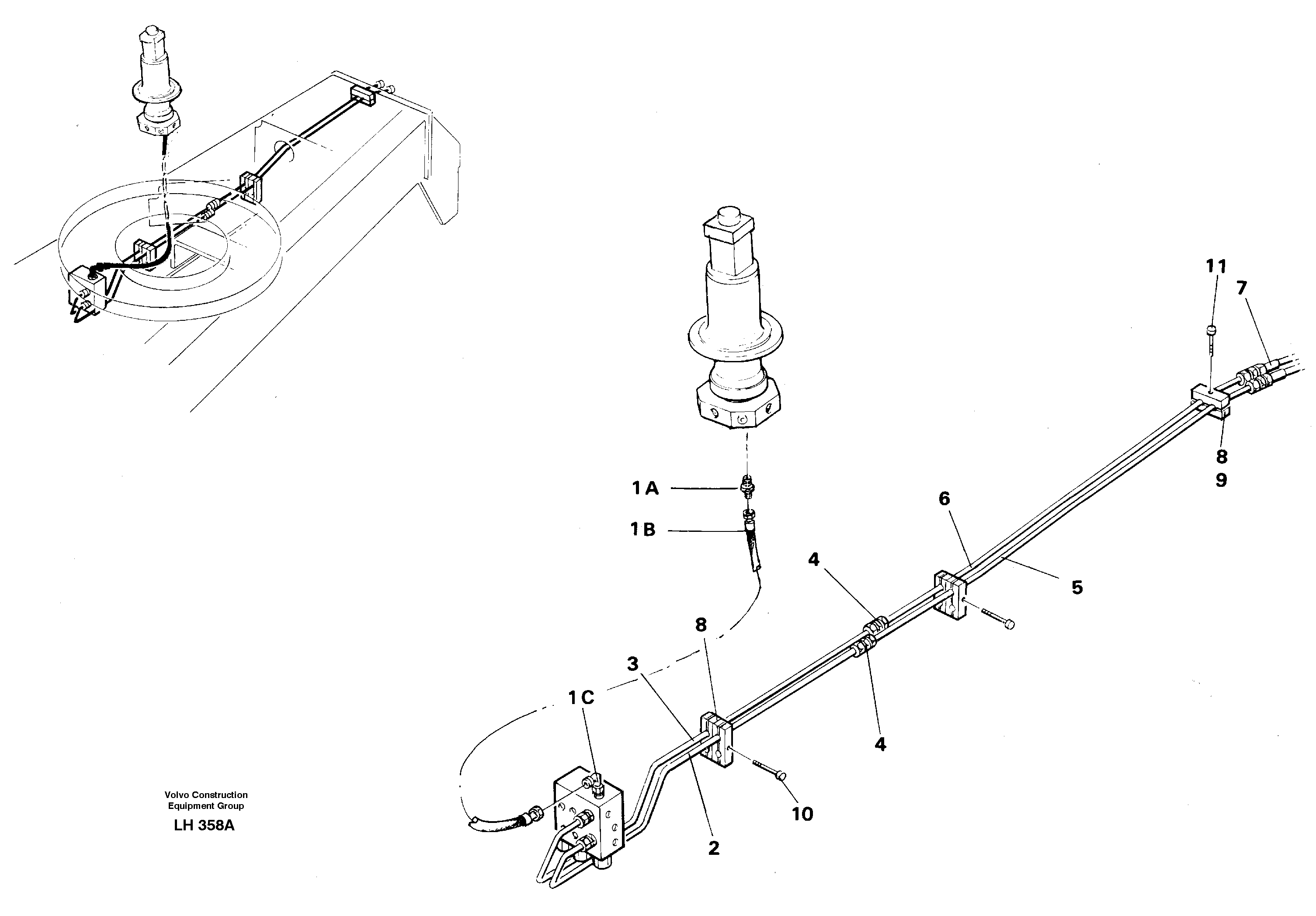 Hydraulic system for dozer blade, undercarriage — volvo parts diagram