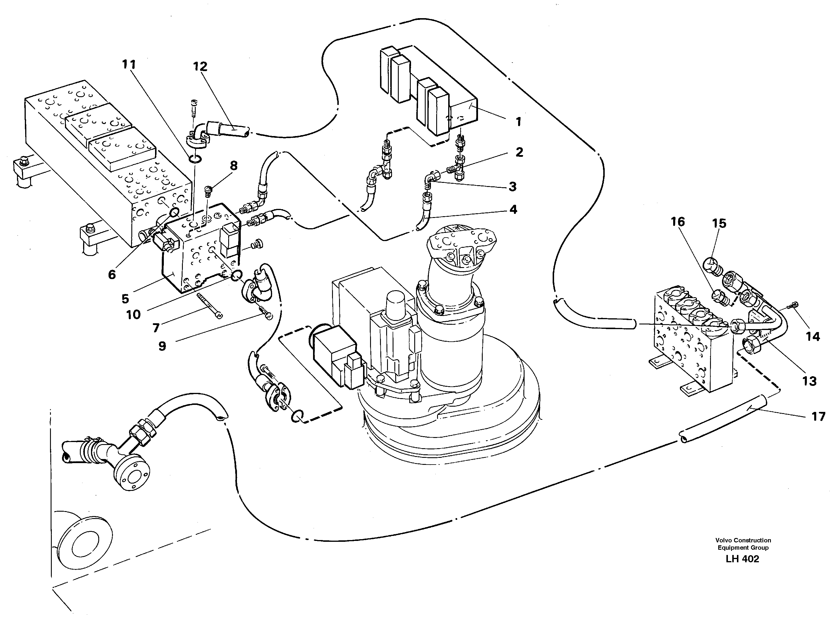 Hammer hydraulics on base machine, 2 pumps  14261298 — volvo parts diagram