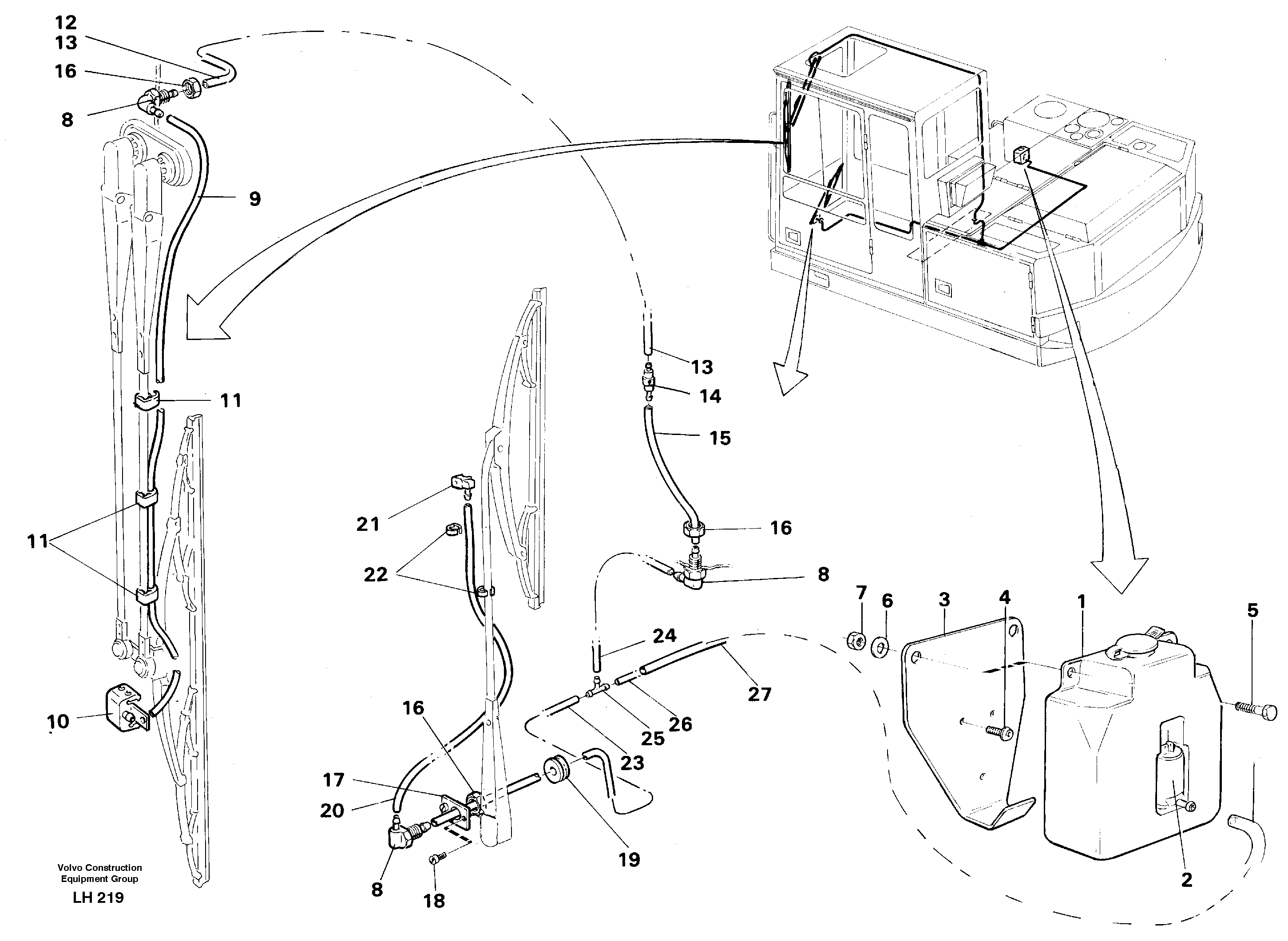 Windshield washer — volvo parts diagram