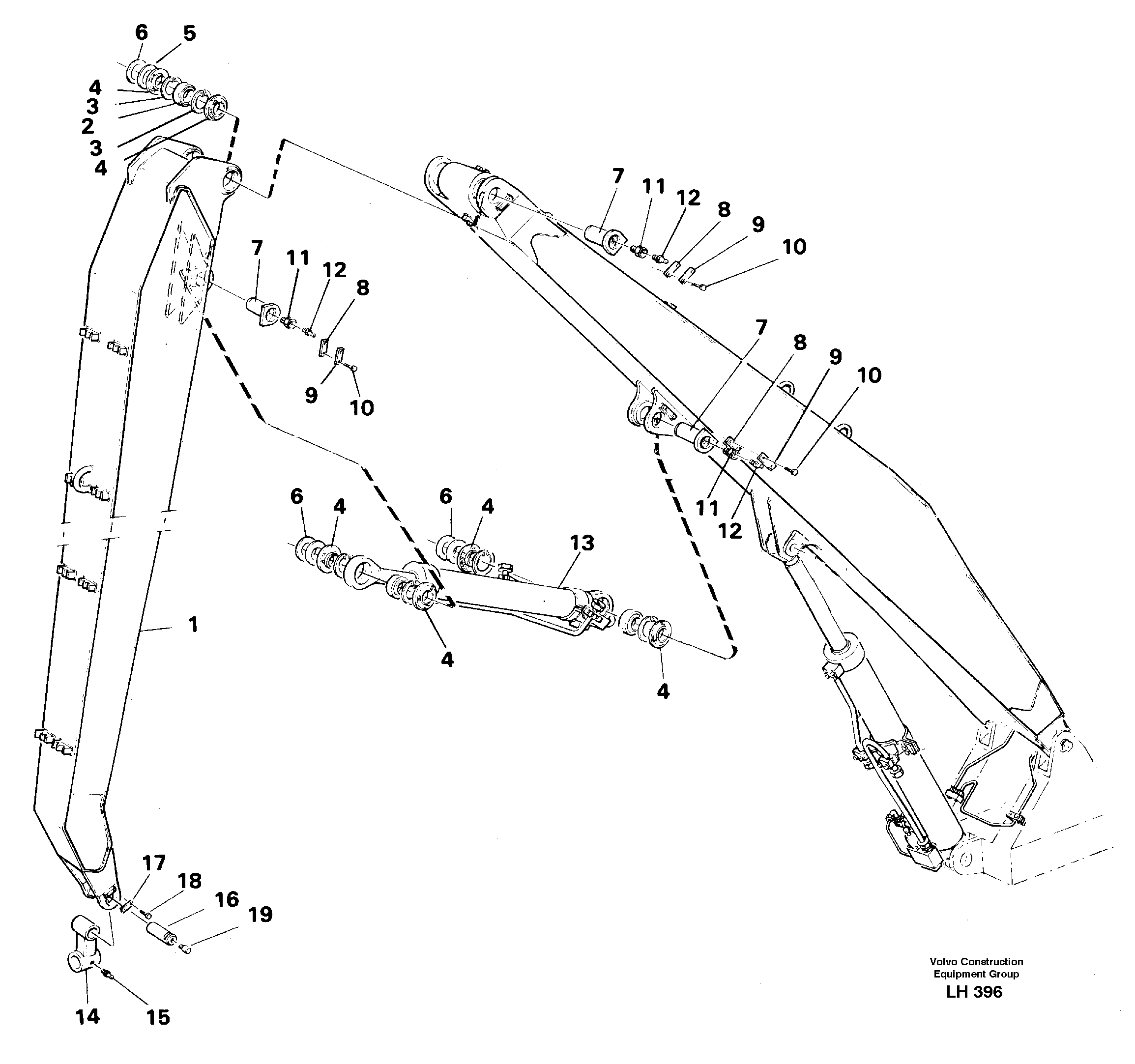 Materials handl. equipm. Material handling arm. 4.4m, 5.15m. — volvo parts diagram