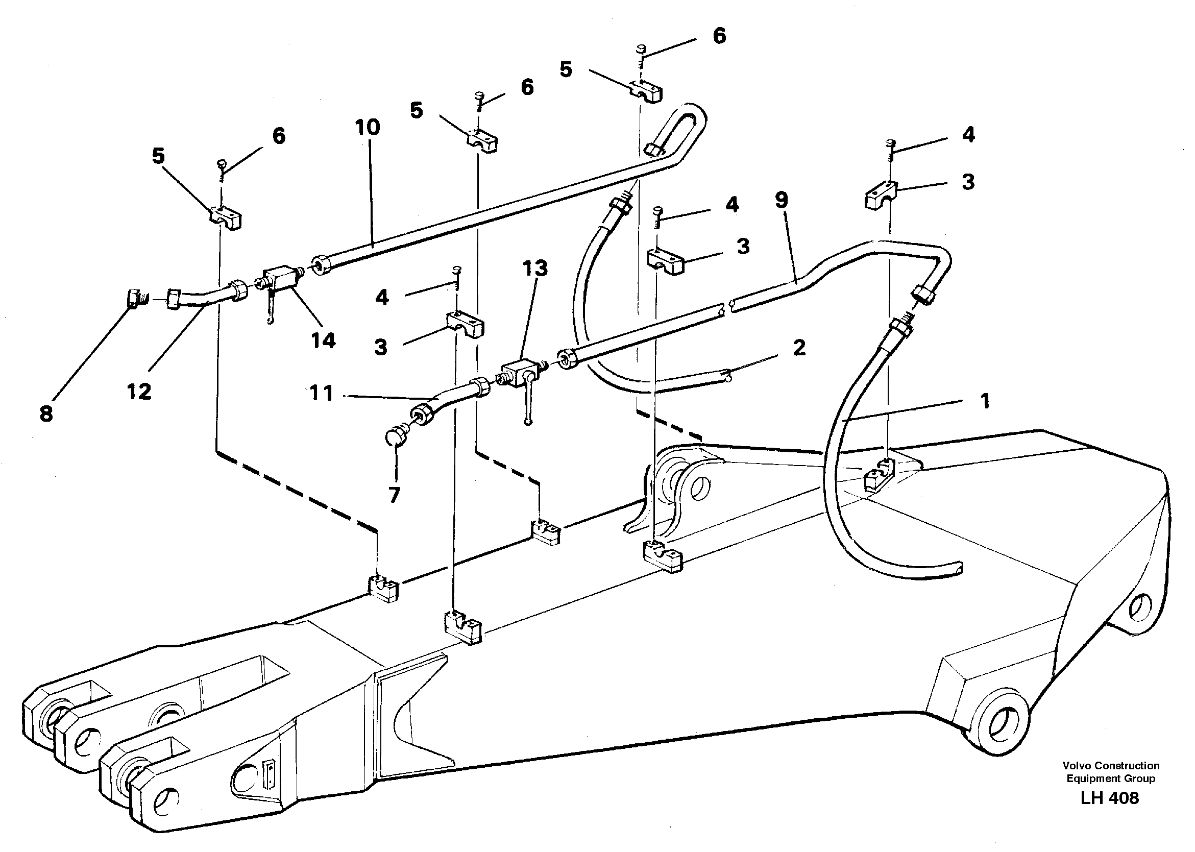 Hammer hydraulics for dipper arm incl. shut-offcocks  14254988  14254990   14254992 — volvo parts diagram