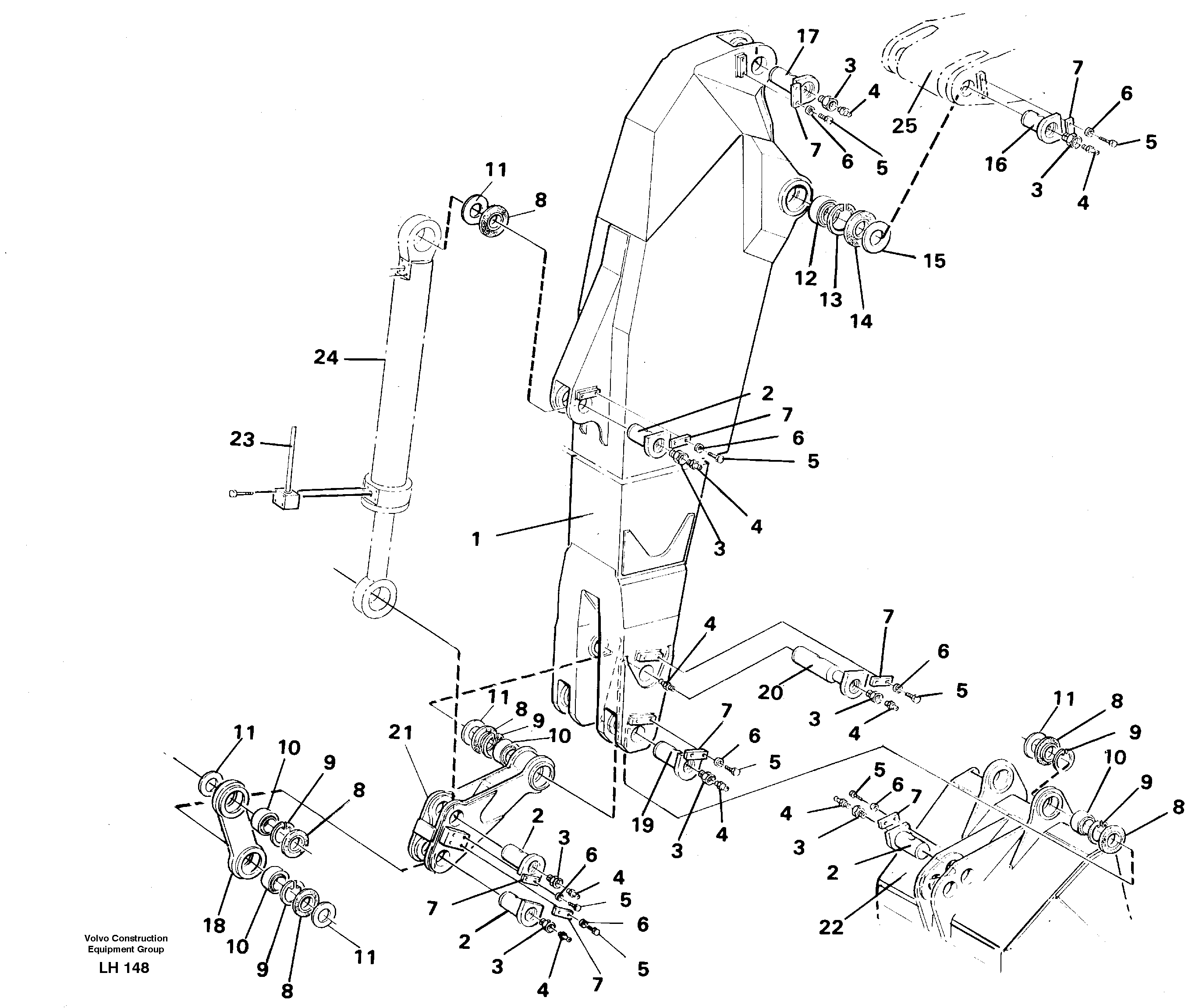 Backhoe dipper arm 3.30m  14257269 — volvo parts diagram
