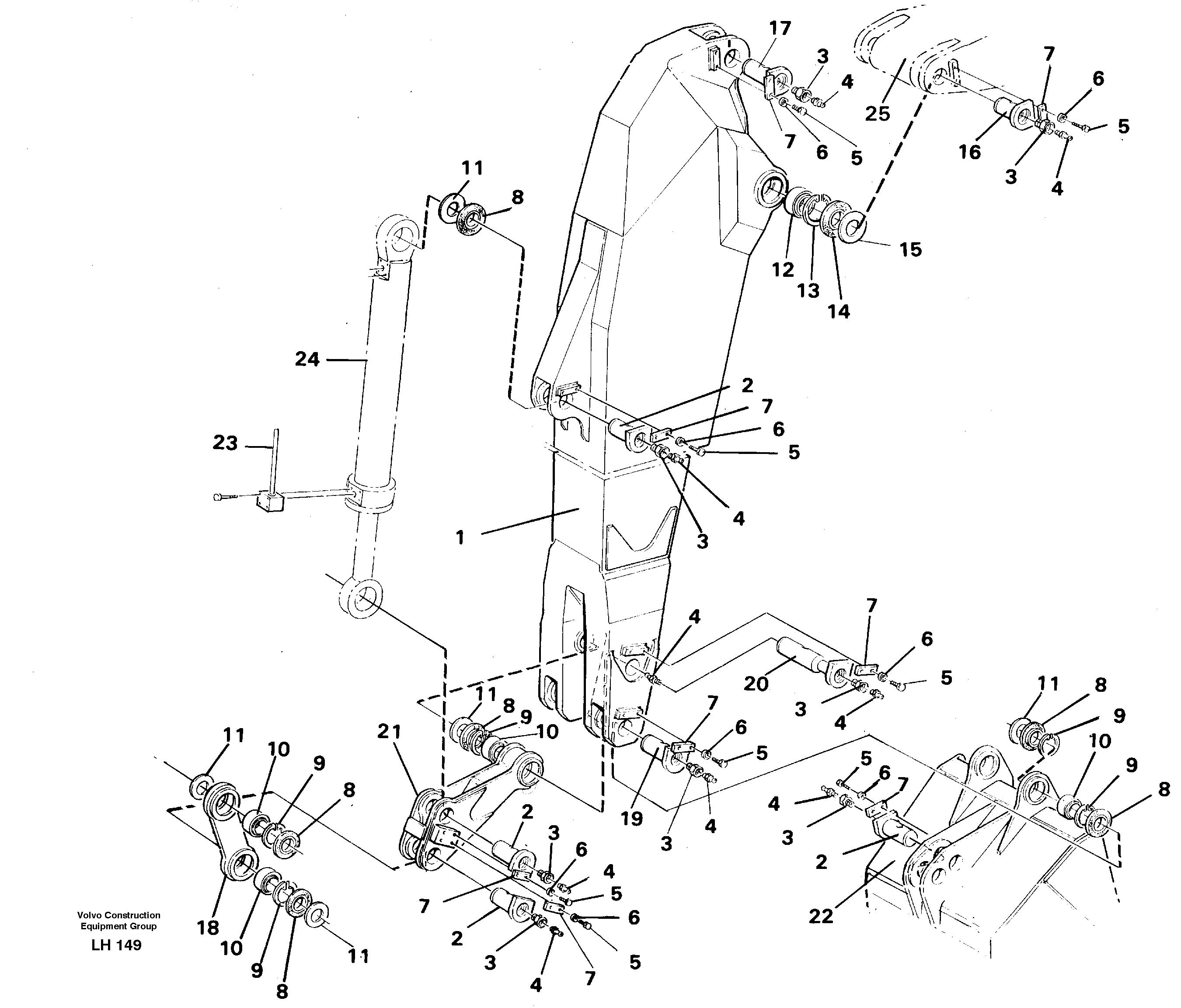 Backhoe dipper arm 3.35m  14262328 — volvo parts diagram