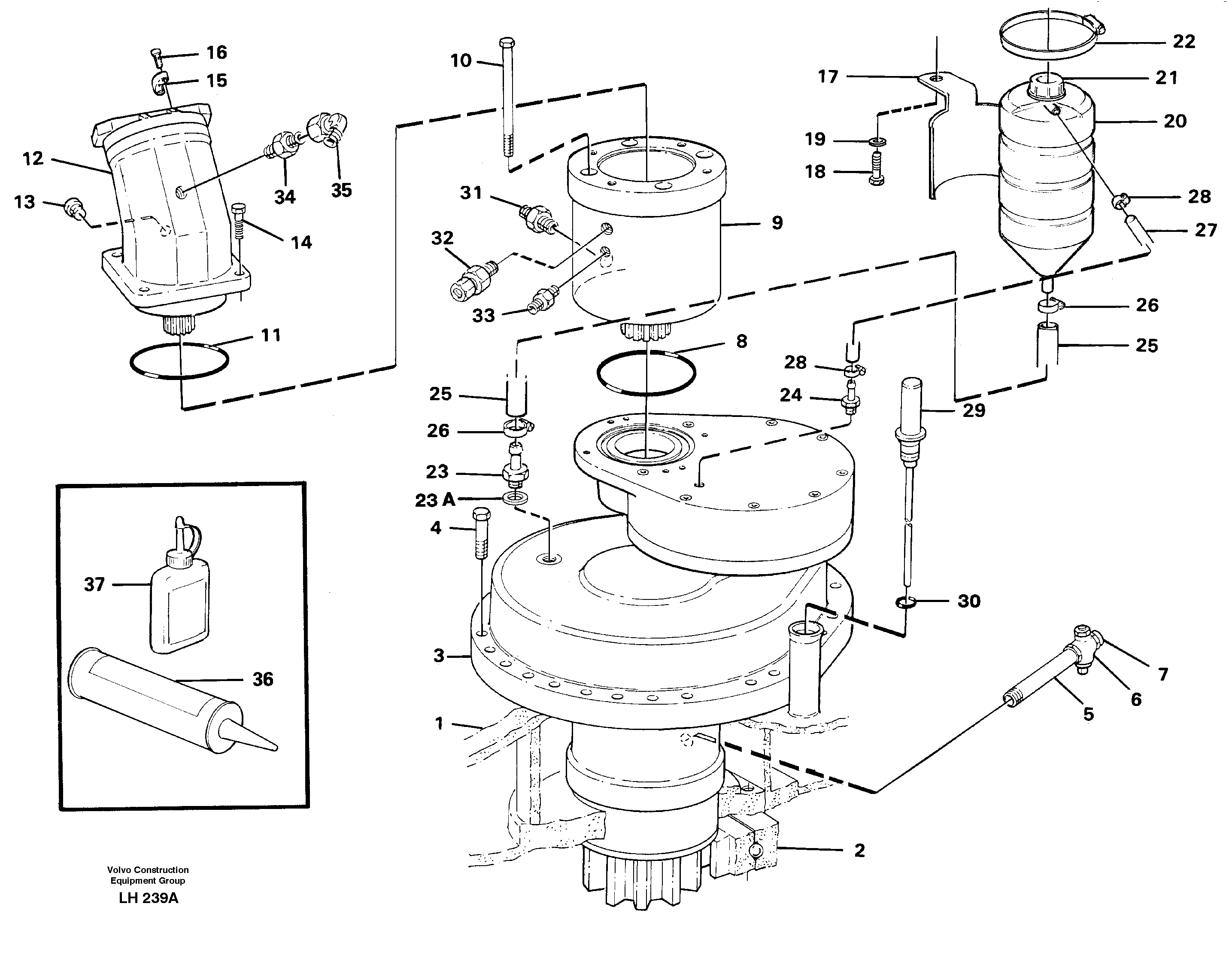 Superstructure with slew transmission — volvo parts diagram