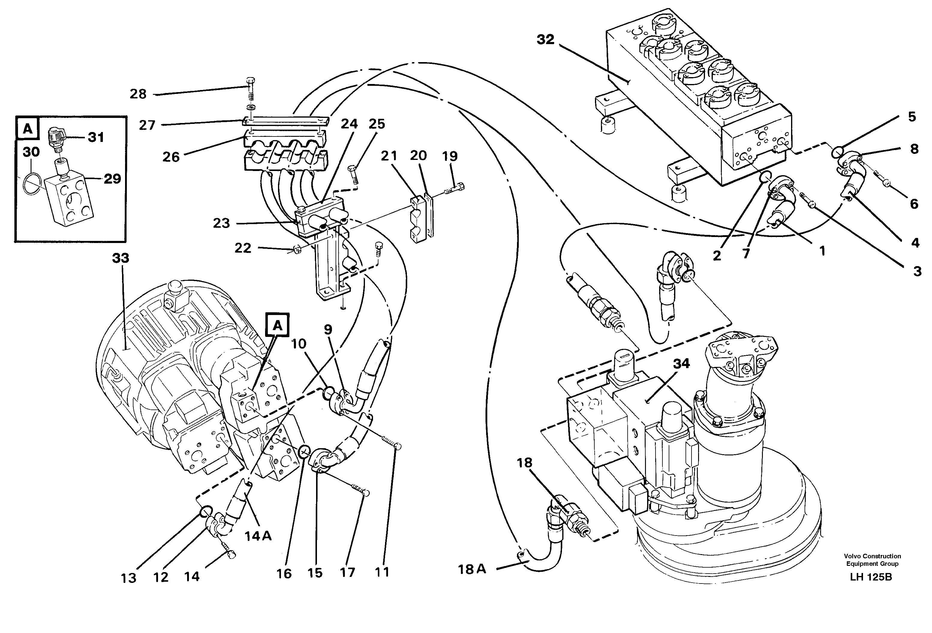 Hydraulic system, feeding lines — volvo parts diagram