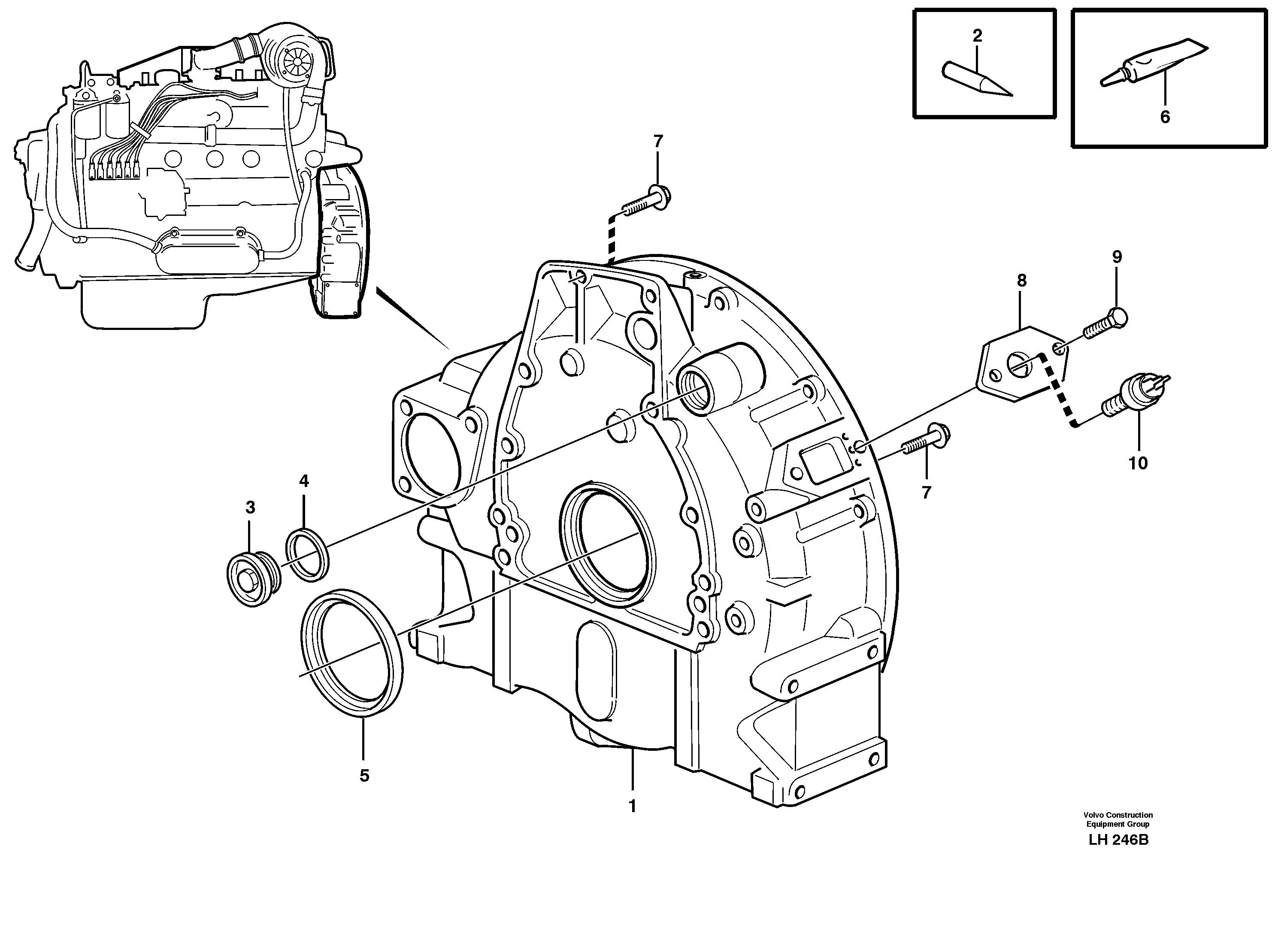 Flywheel housing — volvo parts diagram