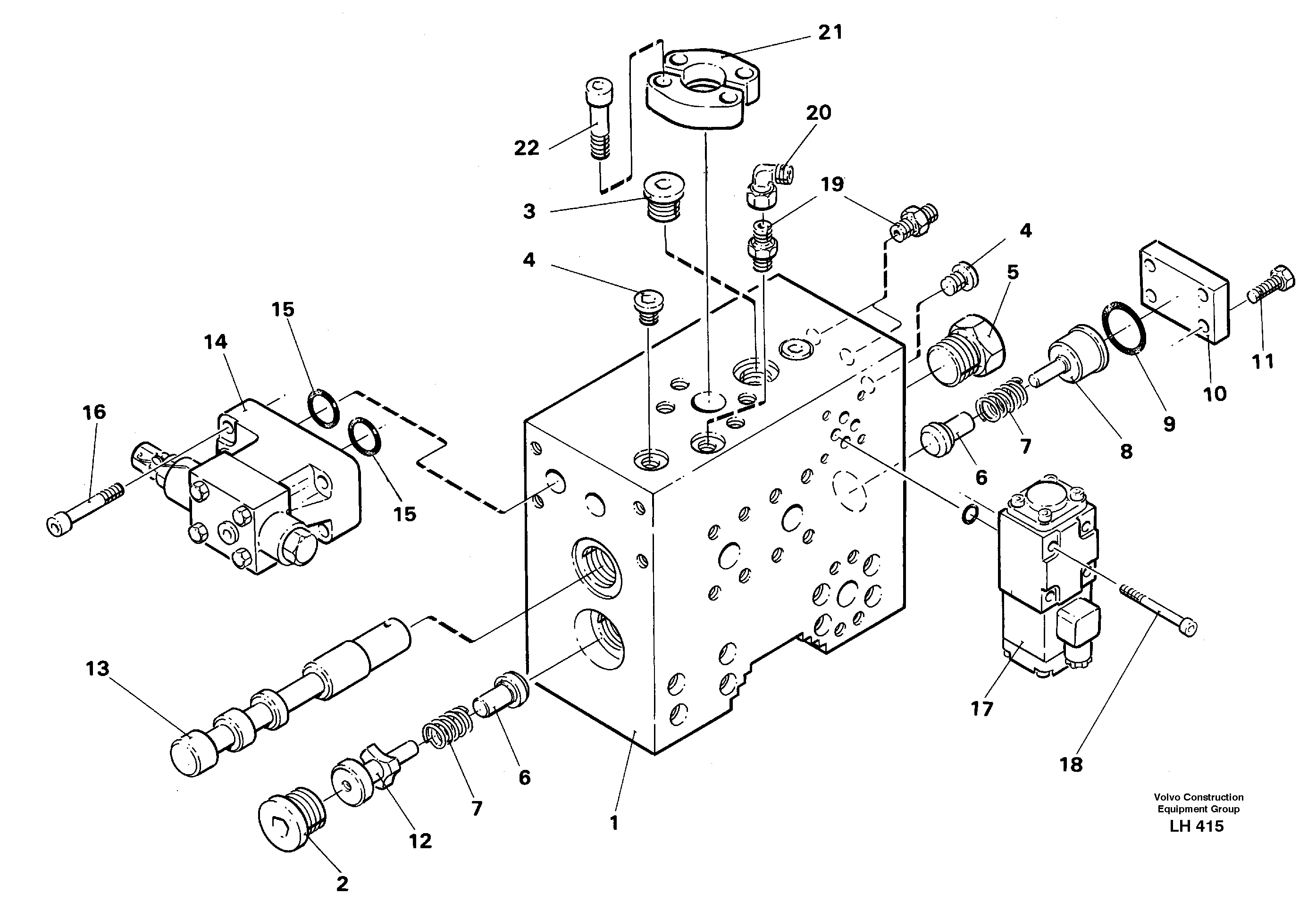 Control block for hydraulic hammer. — volvo parts diagram