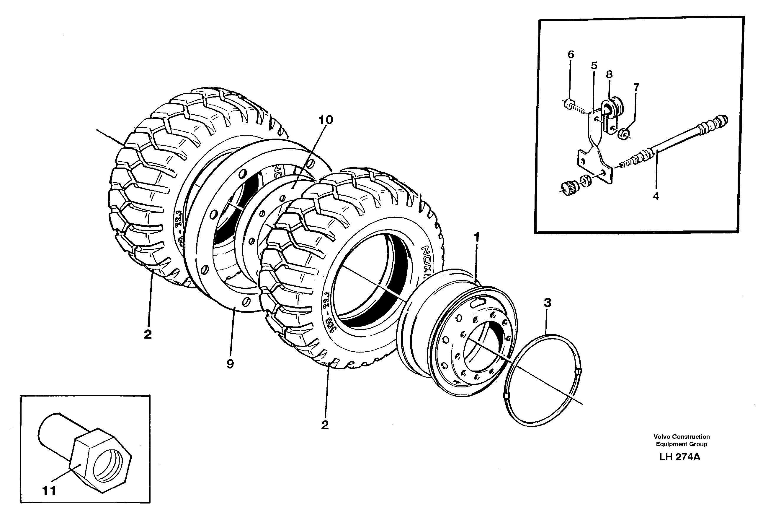 Wheel equipment  10.00X20, 11.00X20, 12.00X20 — volvo parts diagram