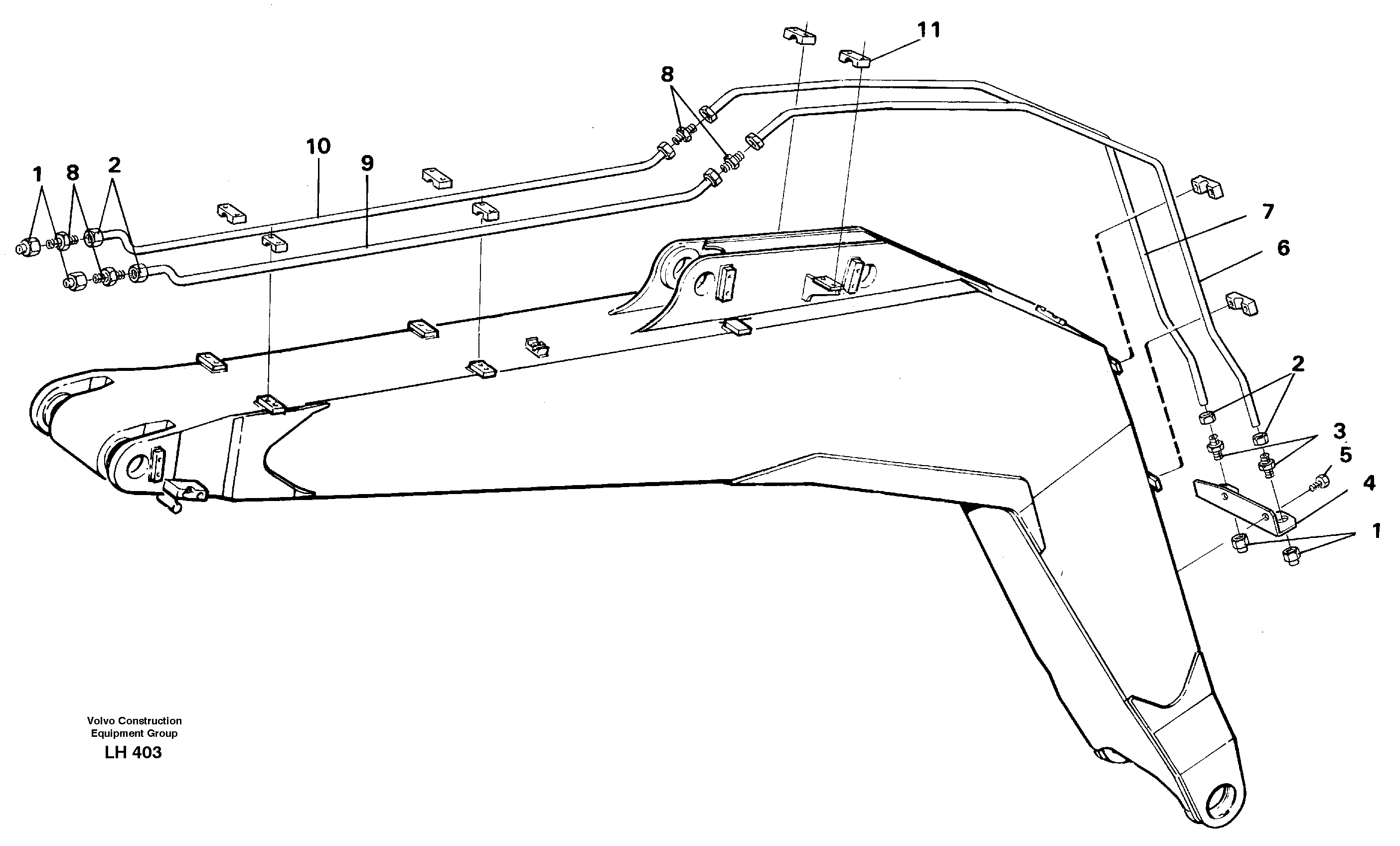Slope bucket and grab equipment on 5.20 m boom  14255034 — volvo parts diagram
