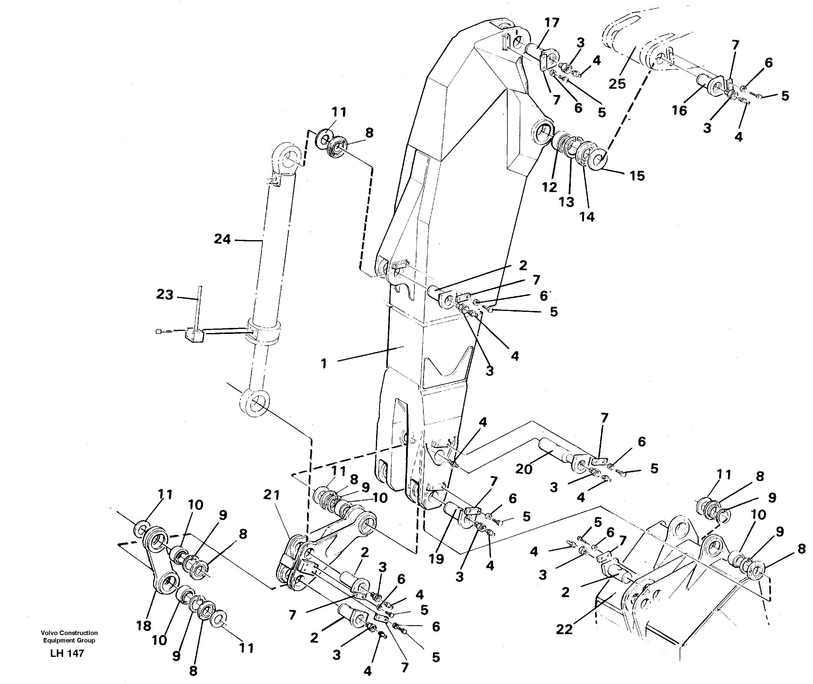 Backhoe dipper arm 2.80m  14257195 — volvo parts diagram