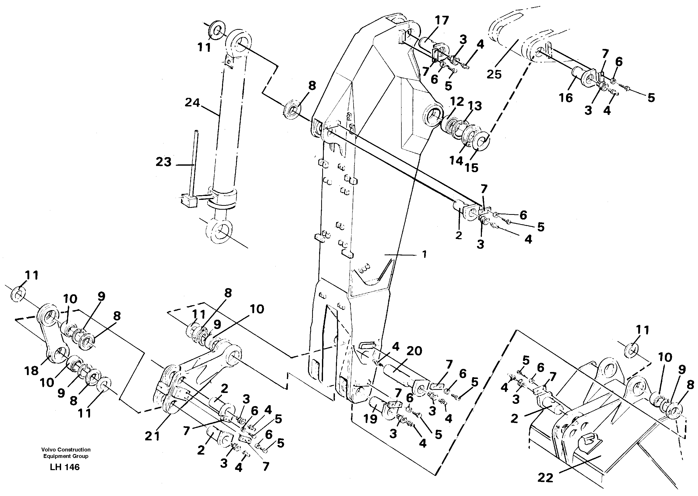 Backhoe dipper arm 2.25m  14257609 — volvo parts diagram