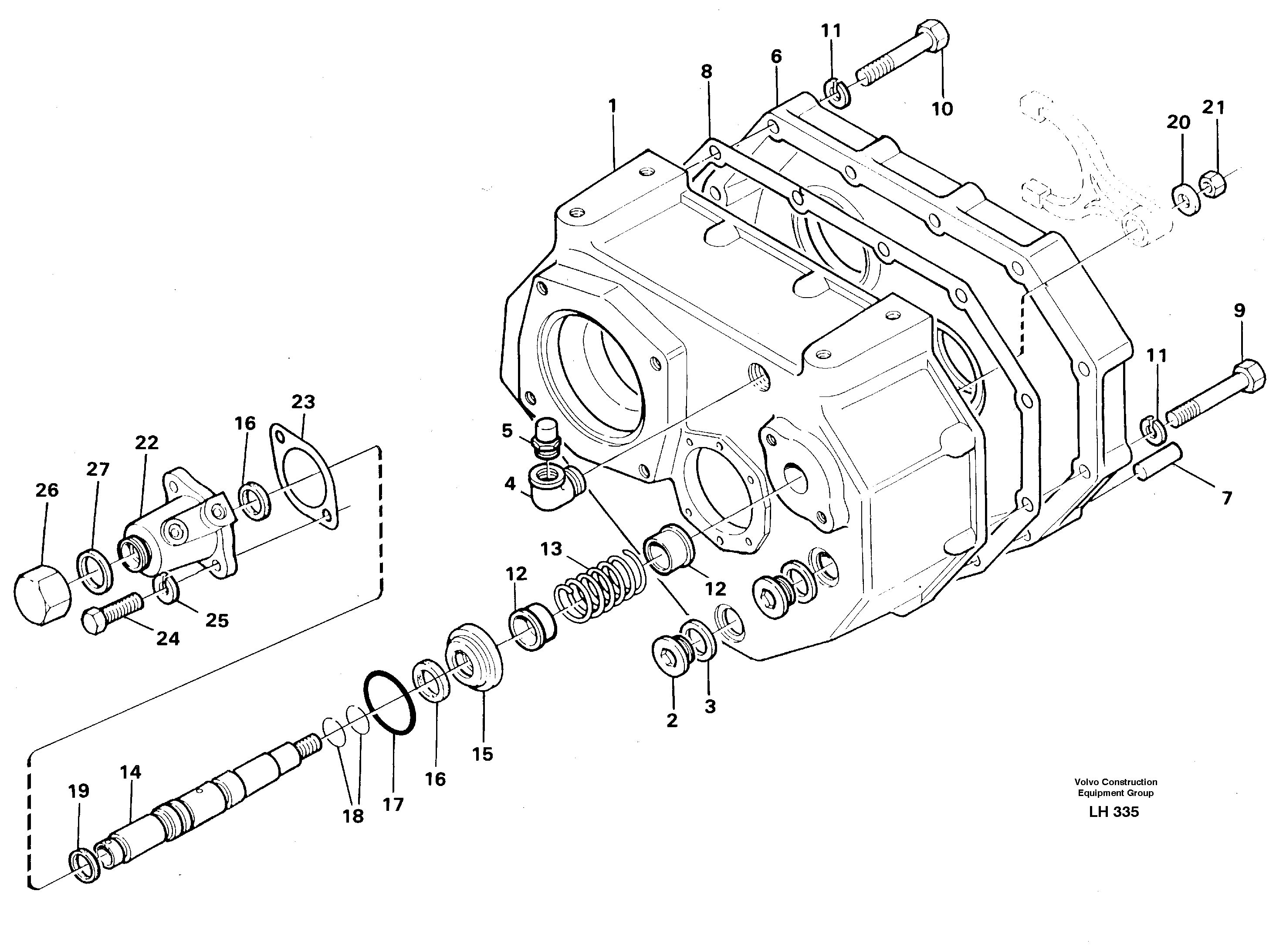Gear box Housing with fitting parts — volvo parts diagram
