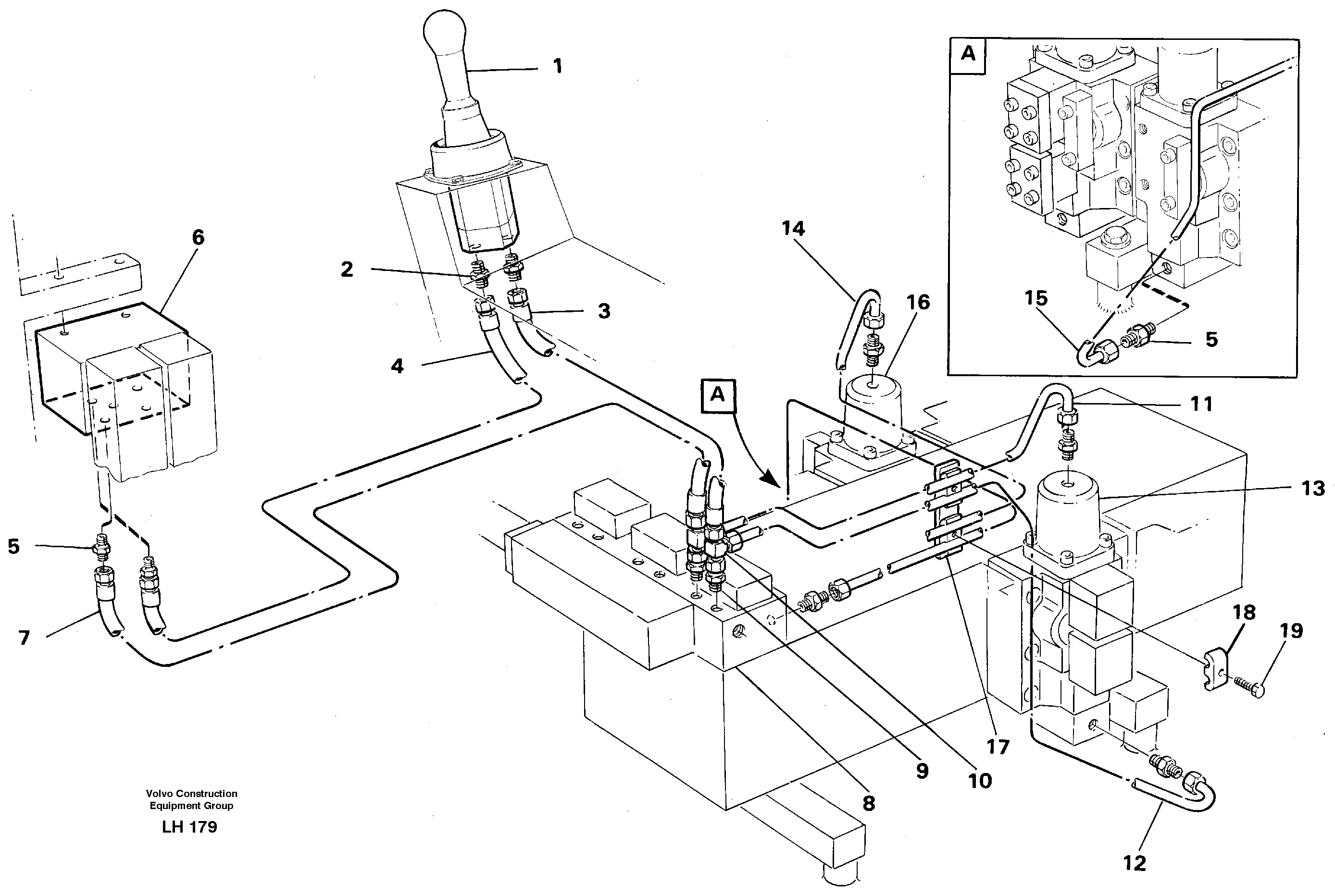 Servo hydraulics, dipper arm — volvo parts diagram