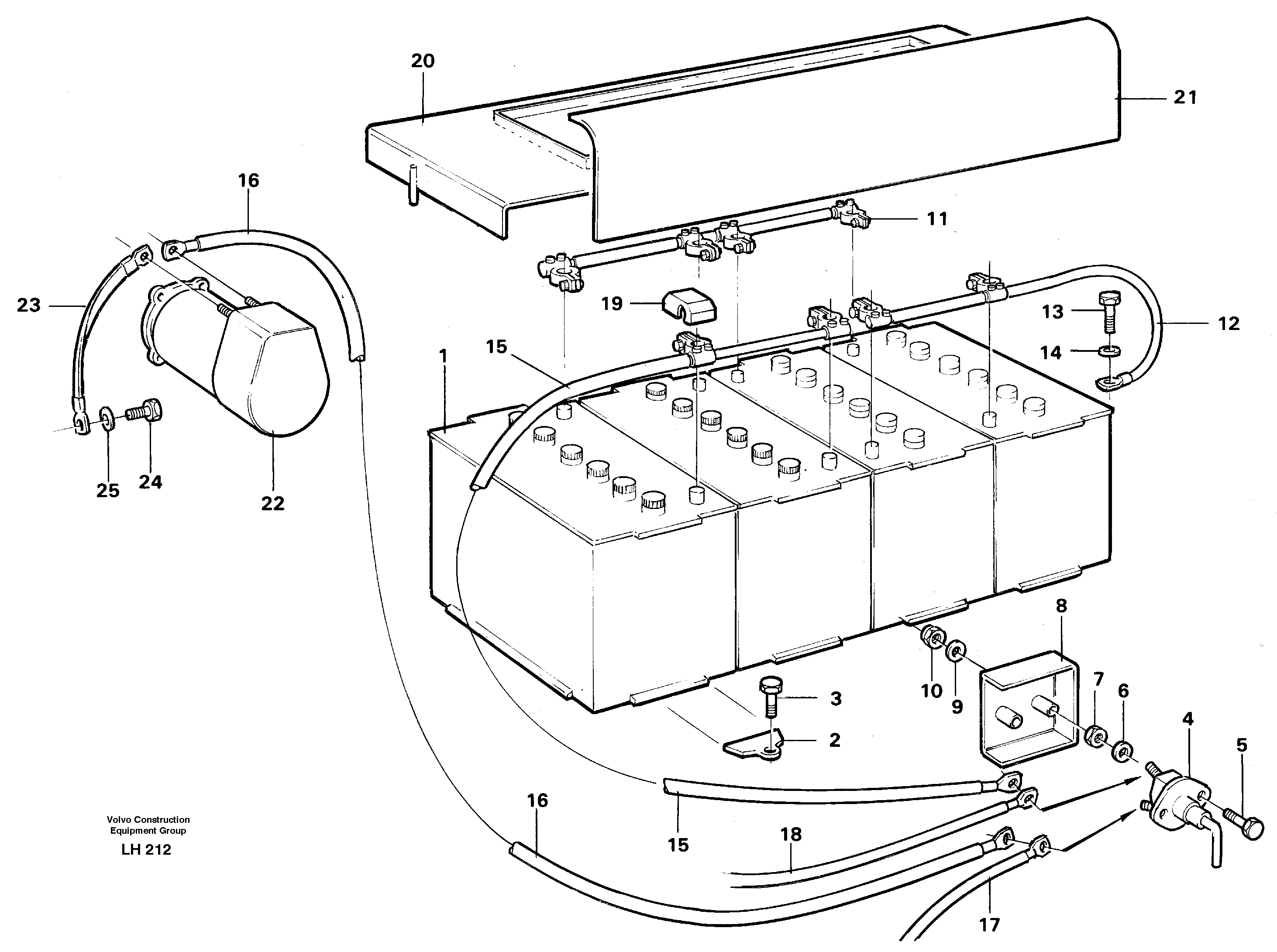 Battery, assembly  SER NO -1543 — volvo parts diagram