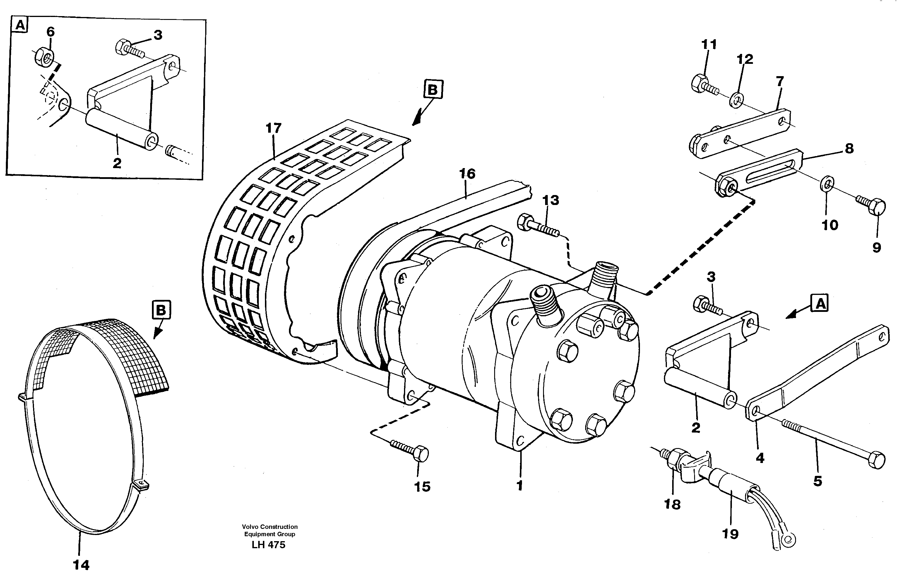 Compressor with fitting parts Cooling agent R134 A  SER NO 1493 + 1495- — volvo parts diagram
