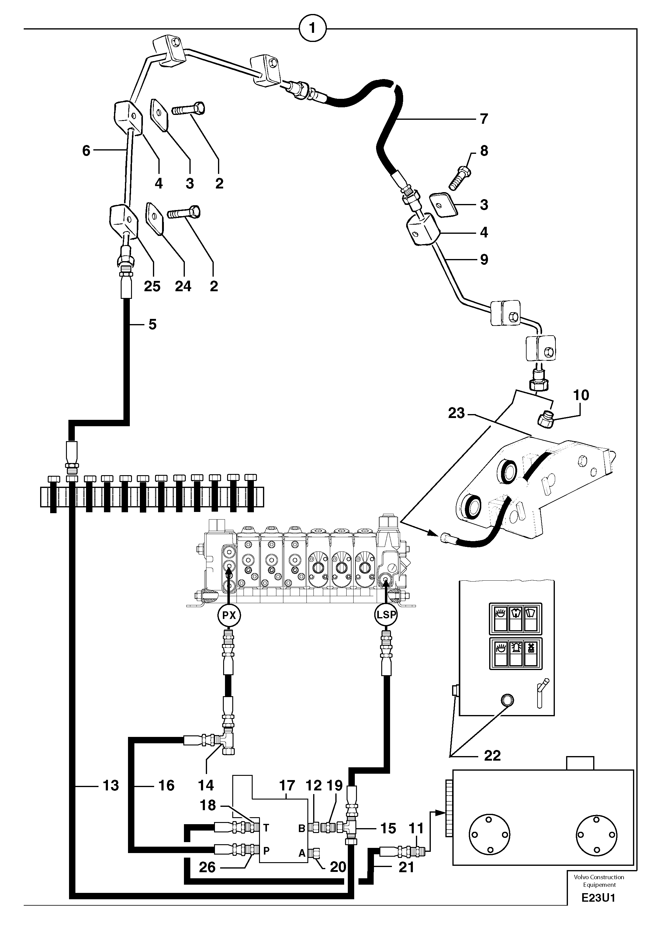 Hydraulic circuit ( snap-action attachment ) — volvo parts diagram