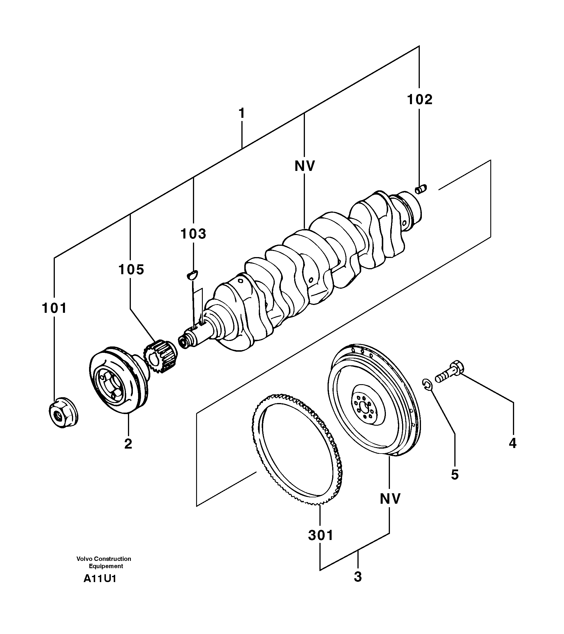 Crankshaft / flywheel — volvo parts diagram