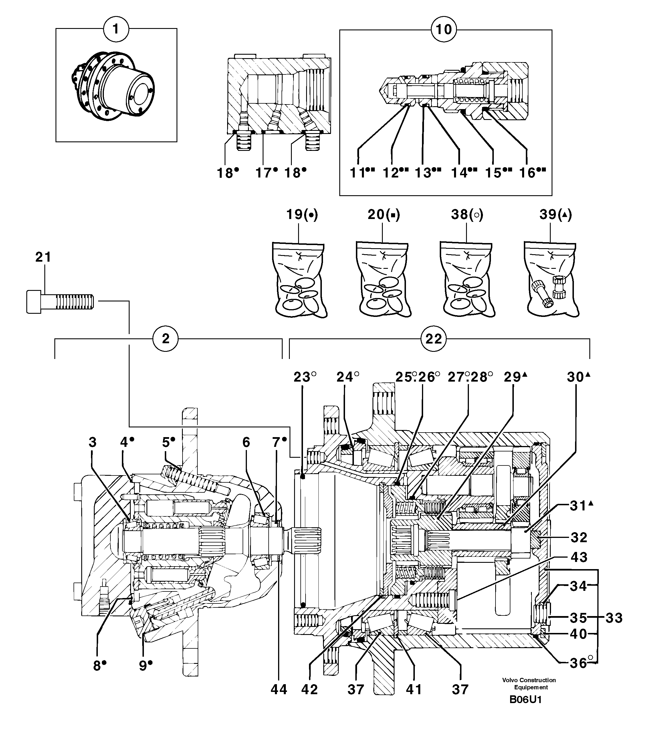 Travelling gear motor assy — volvo parts diagram